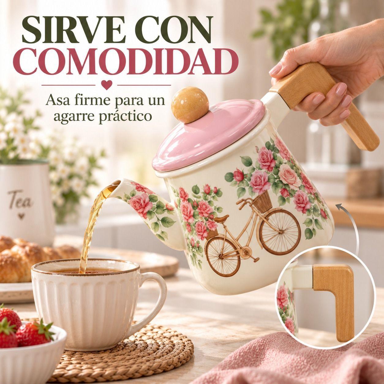 Tetera Floral Vintage 1 Litro Con Colador Integrado T Once-8