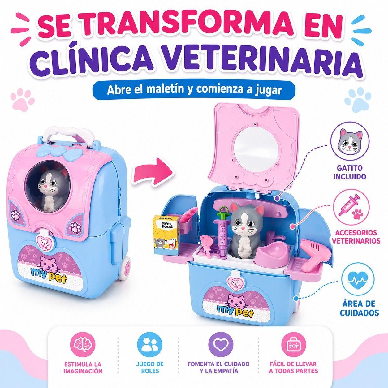 Mochila Veterinaria Infantil 3 en 1 Diversion Creativa Estimulacion Linguistica y Portabilidad-1