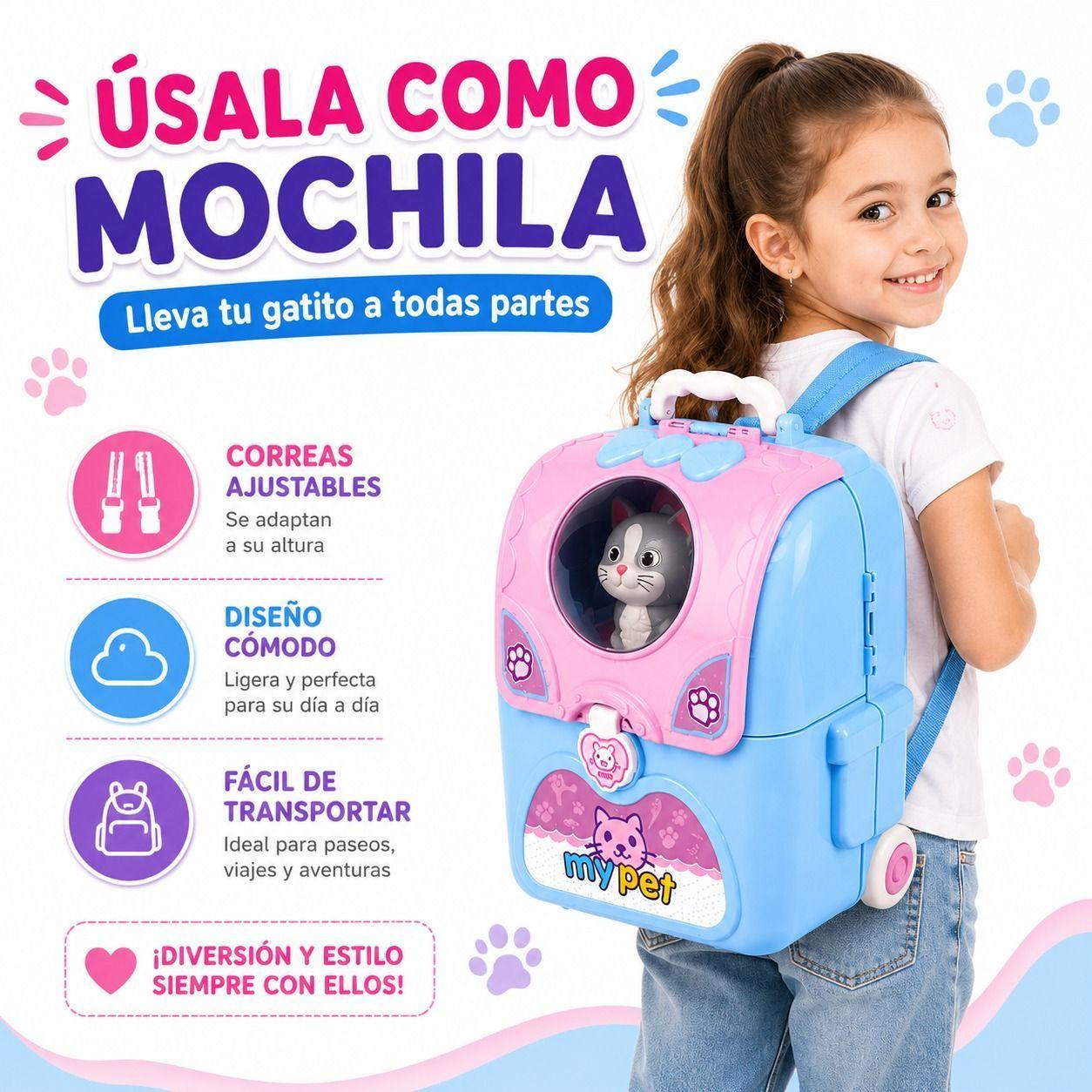 Mochila Veterinaria Infantil 3 en 1 Diversion Creativa Estimulacion Linguistica y Portabilidad-3
