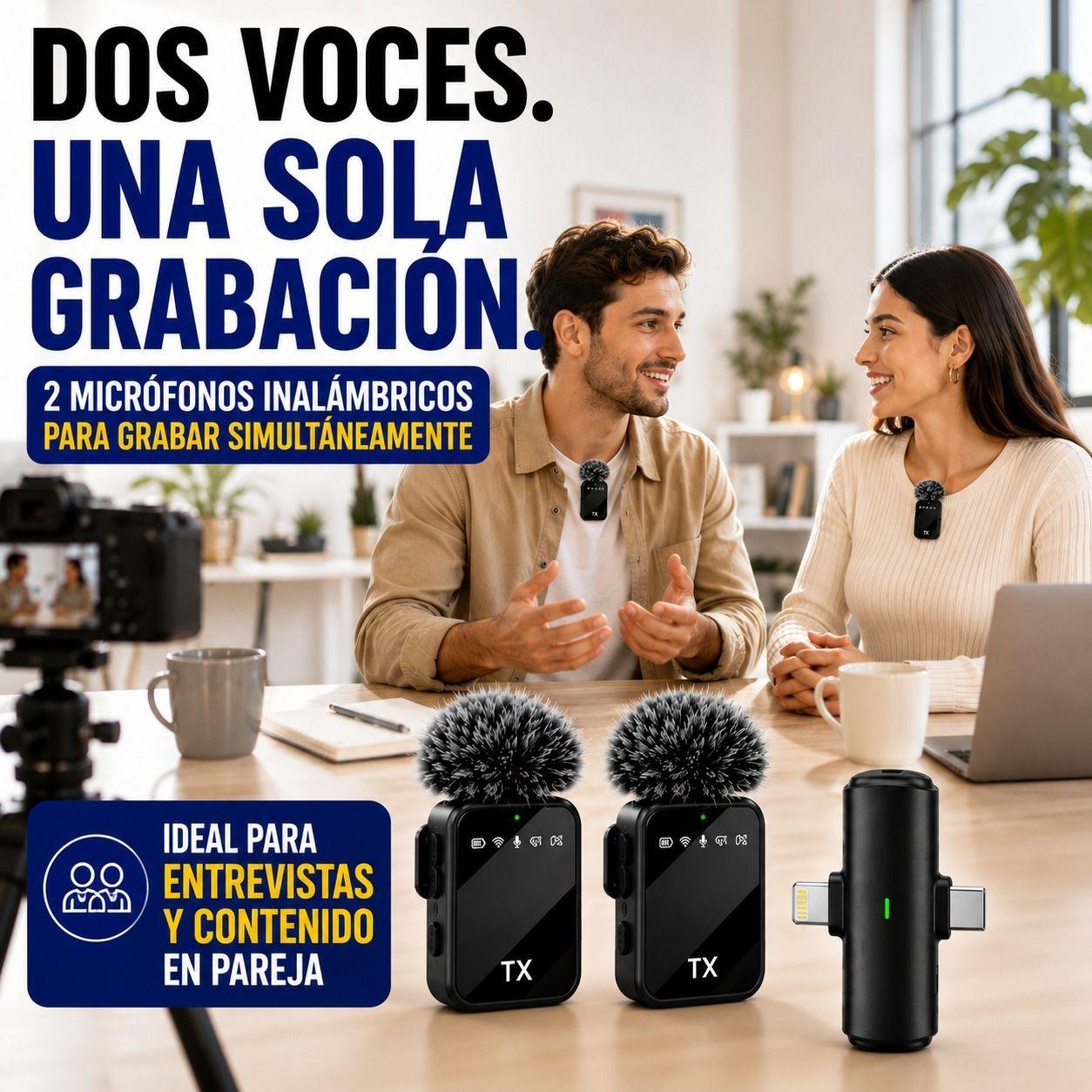Microfono Inalambrico Solapa Doble Celular Tipo C Lightning-2