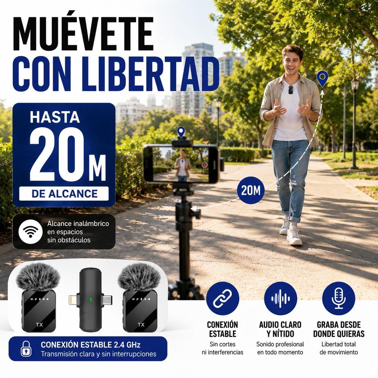Microfono Inalambrico Solapa Doble Celular Tipo C Lightning-5