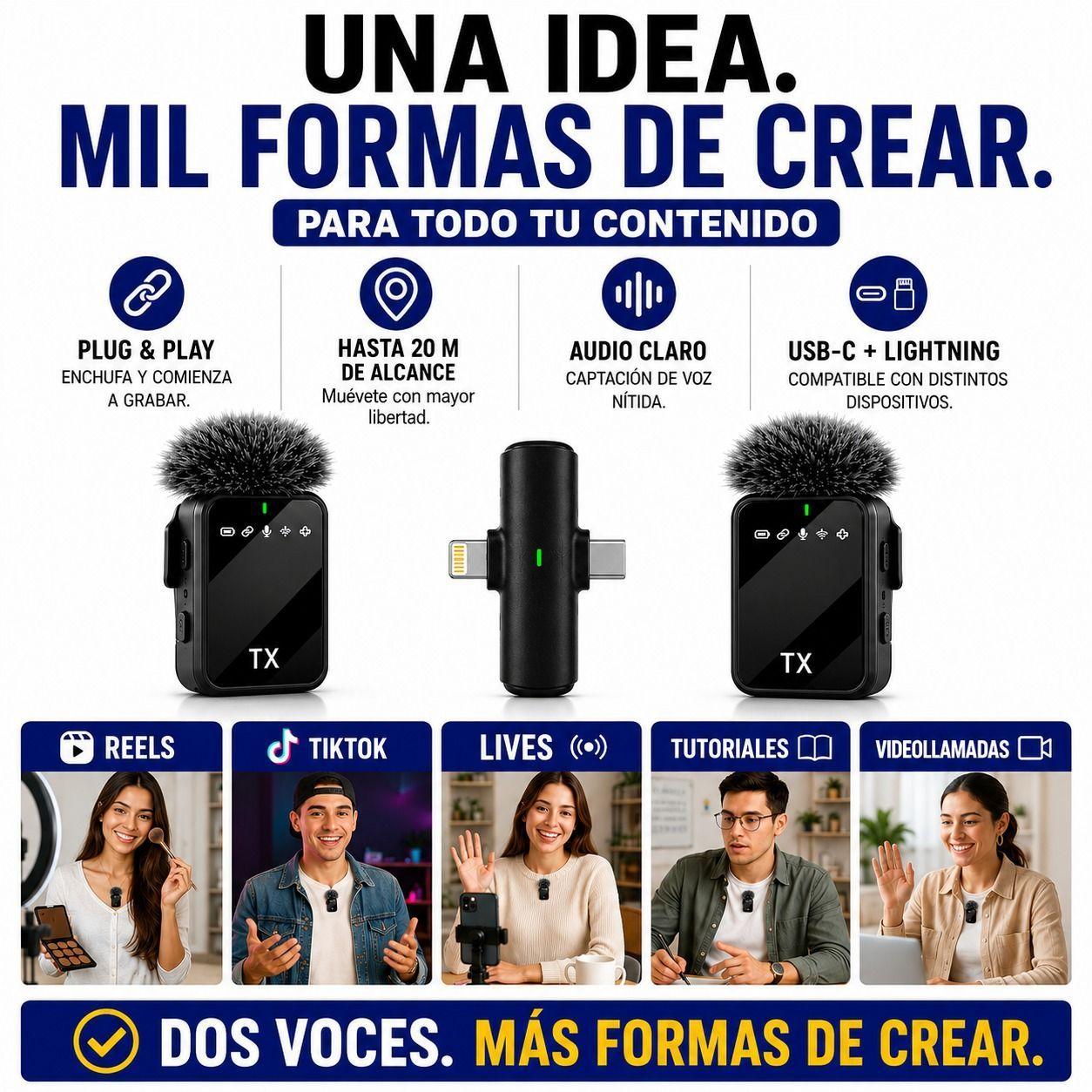 Microfono Inalambrico Solapa Doble Celular Tipo C Lightning-8