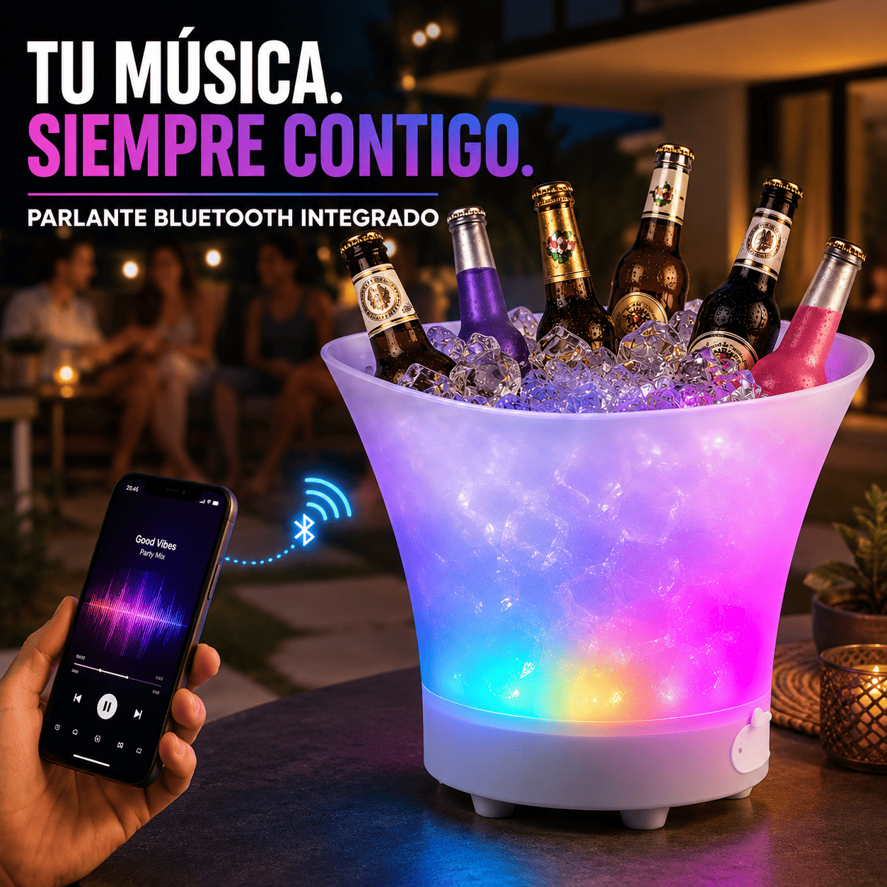 Hielera Parlante 4 en 1 que lo tiene TODO Hielera Parlante Bluetooth Luz Led-5