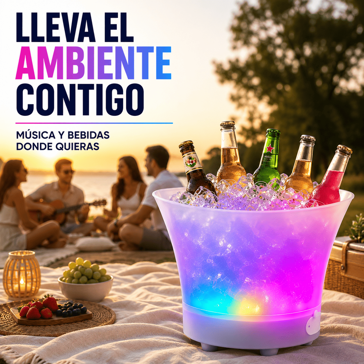 Hielera Parlante 4 en 1 que lo tiene TODO Hielera Parlante Bluetooth Luz Led-8