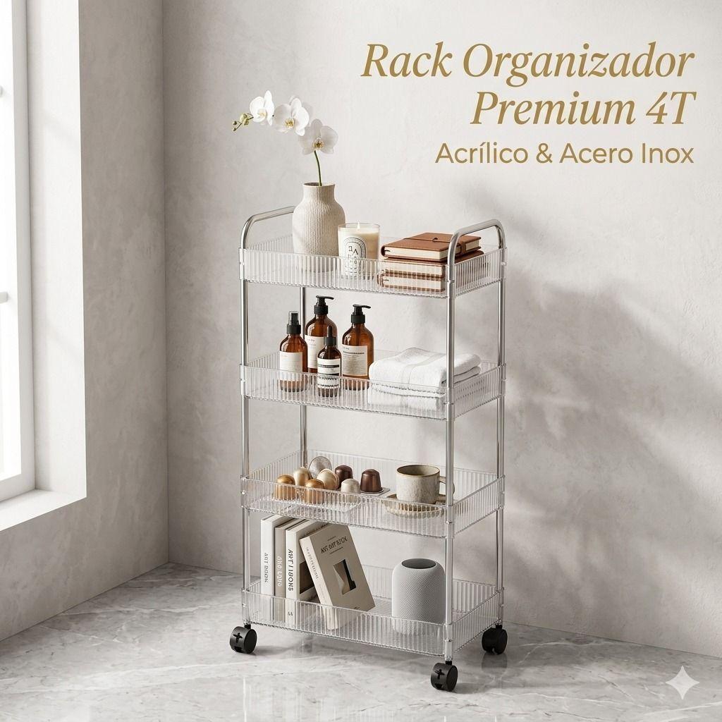 Rack Organizador 4 Niveles Acrilico Acero Inox Premium Multiuso-2