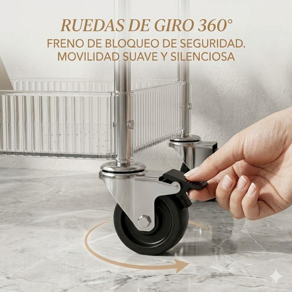 Rack Organizador 4 Niveles Acrilico Acero Inox Premium Multiuso-5