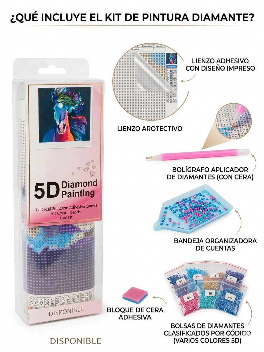 Kit Pintura Diamante 5D DIY 20x20 cm Transforma tu Tiempo en Brillo y Arte-2