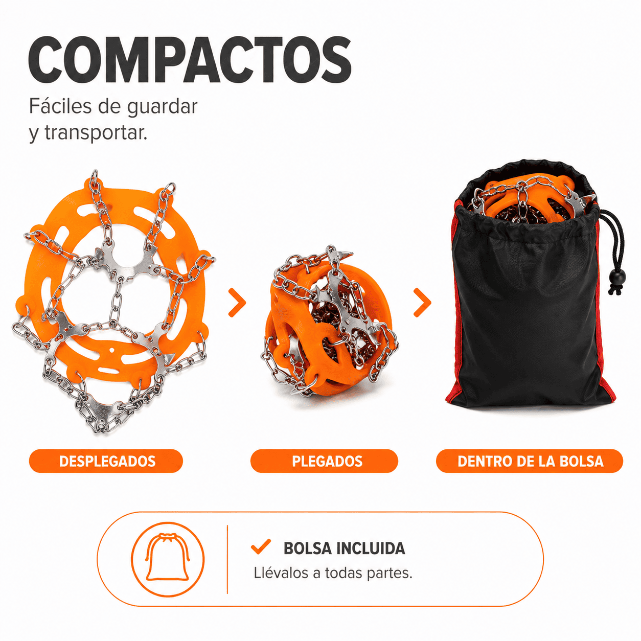 Crampones Antideslizantes Universales para Zapatos y Botas con Bolsa de Transporte-5