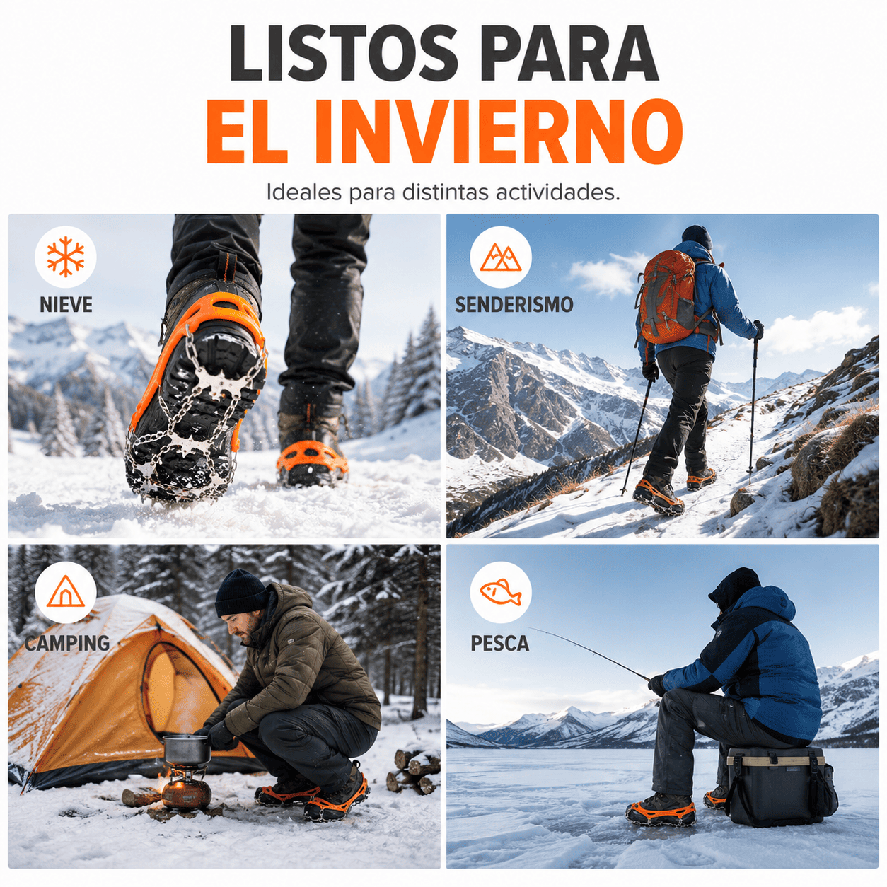 Crampones Antideslizantes Universales para Zapatos y Botas con Bolsa de Transporte-6