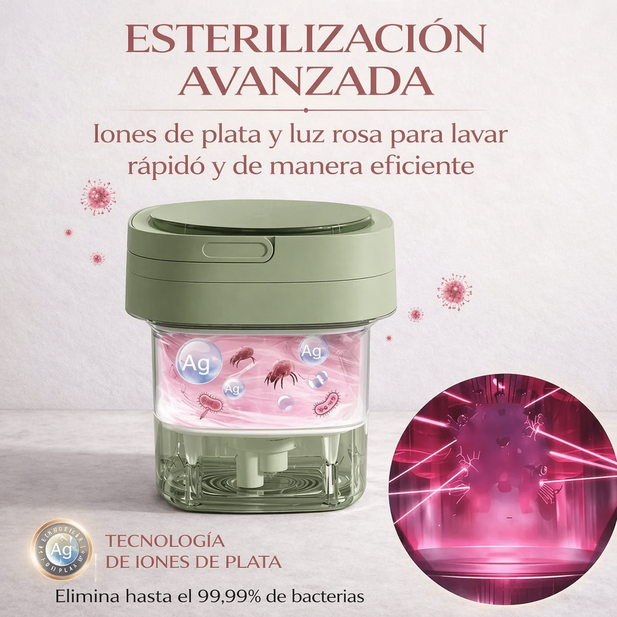 Lavadora Plegable Portatil Ropa Delicada y Esencial Verde-3