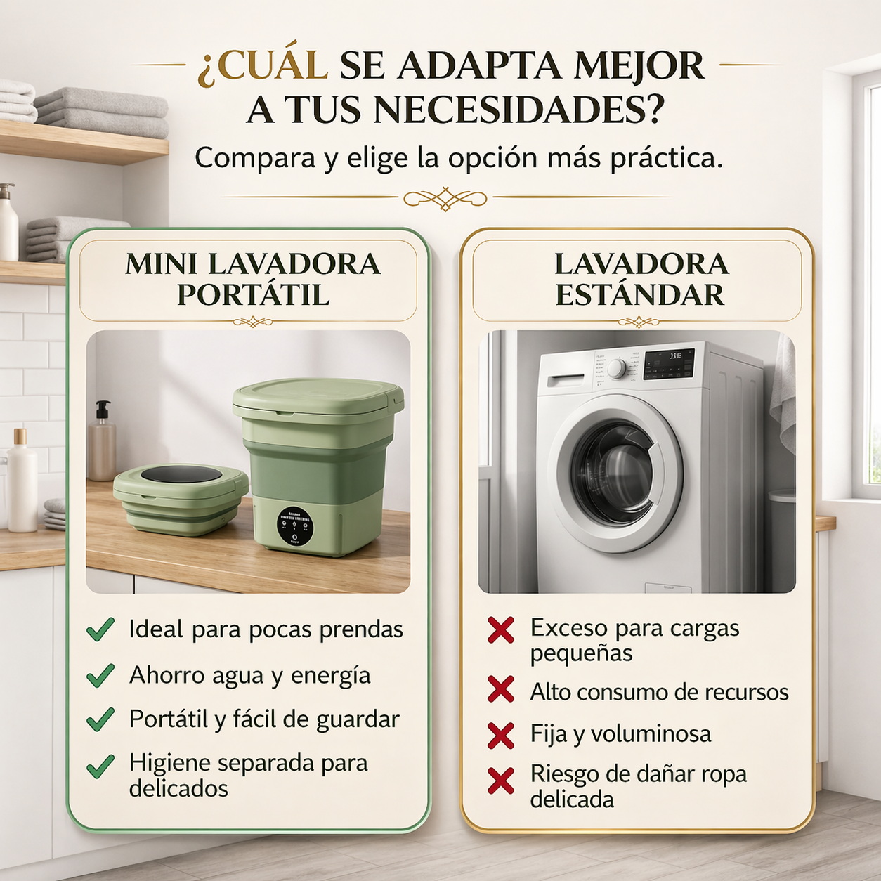 Lavadora Plegable Portatil Ropa Delicada y Esencial Verde-2