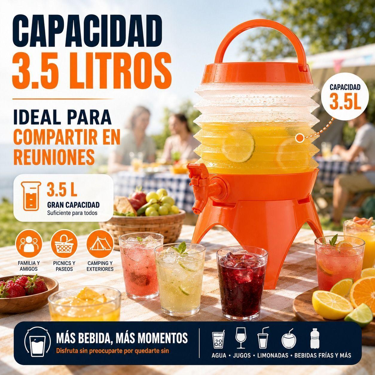 Dispensador de Bebidas Plegable 3.5L Confort Portatil y Base Elevada-4
