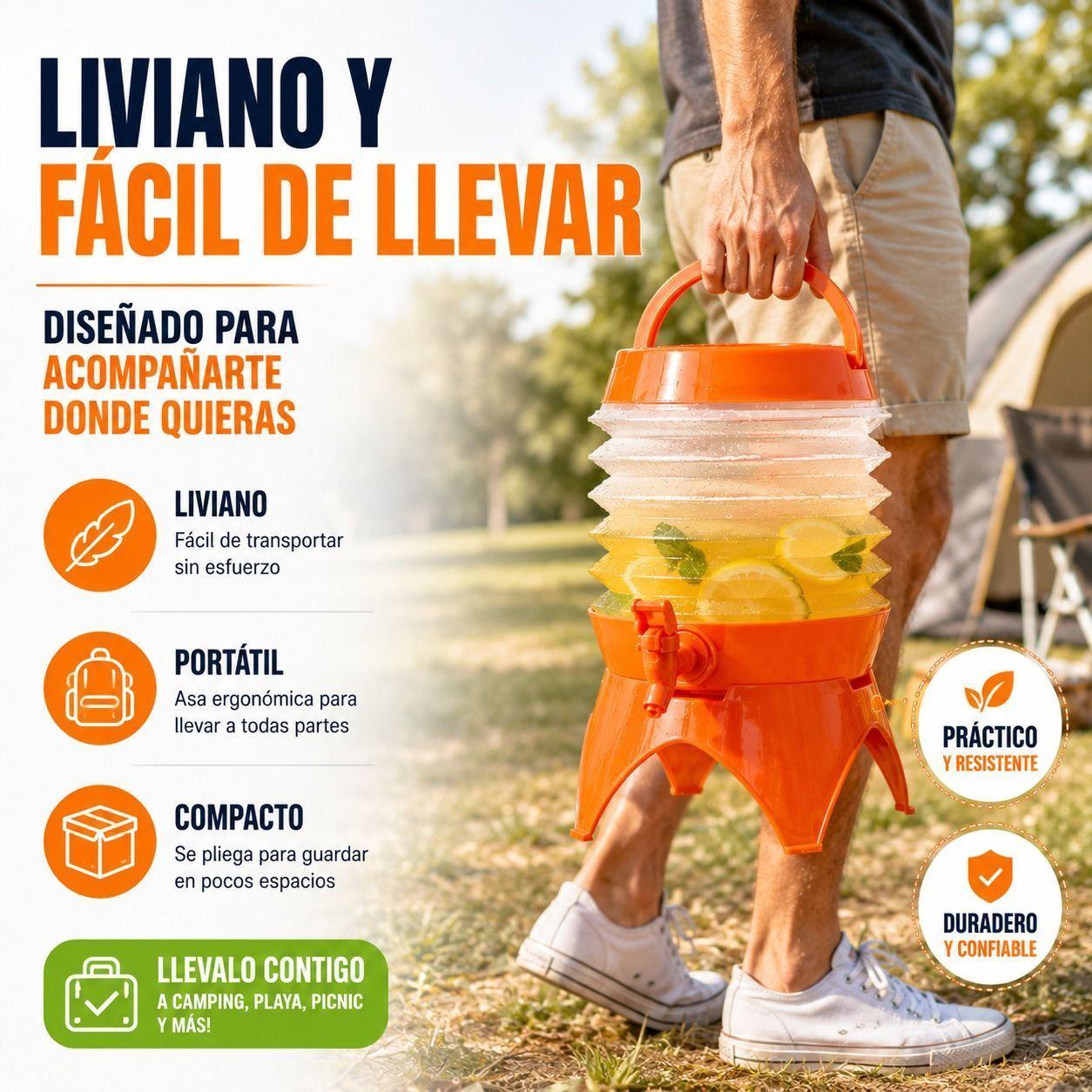 Dispensador de Bebidas Plegable 3.5L Confort Portatil y Base Elevada-5