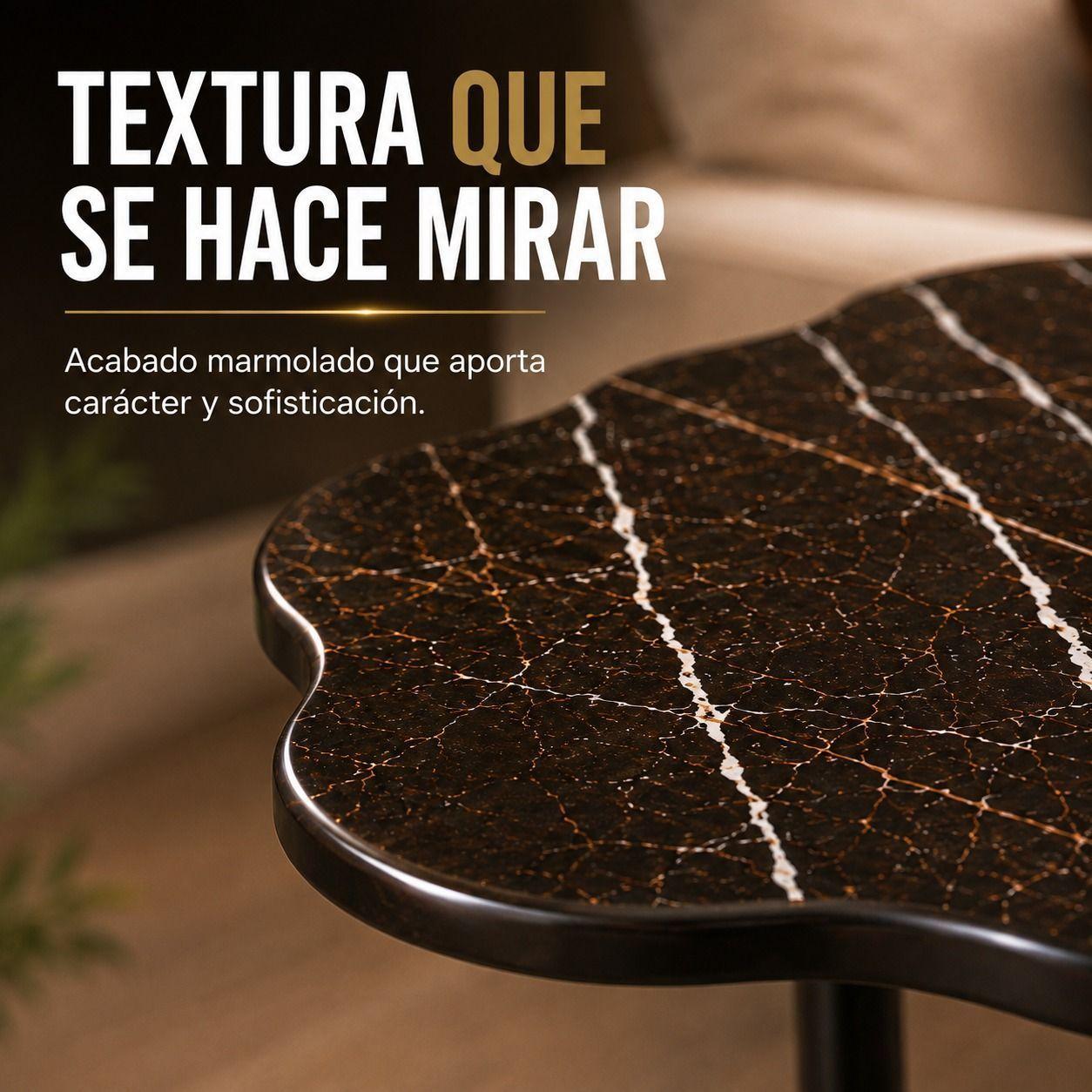 Mesa Arrimo Lateral Auxiliar Flor Marmol Cafe Sillon Sofa 60 Cm-2