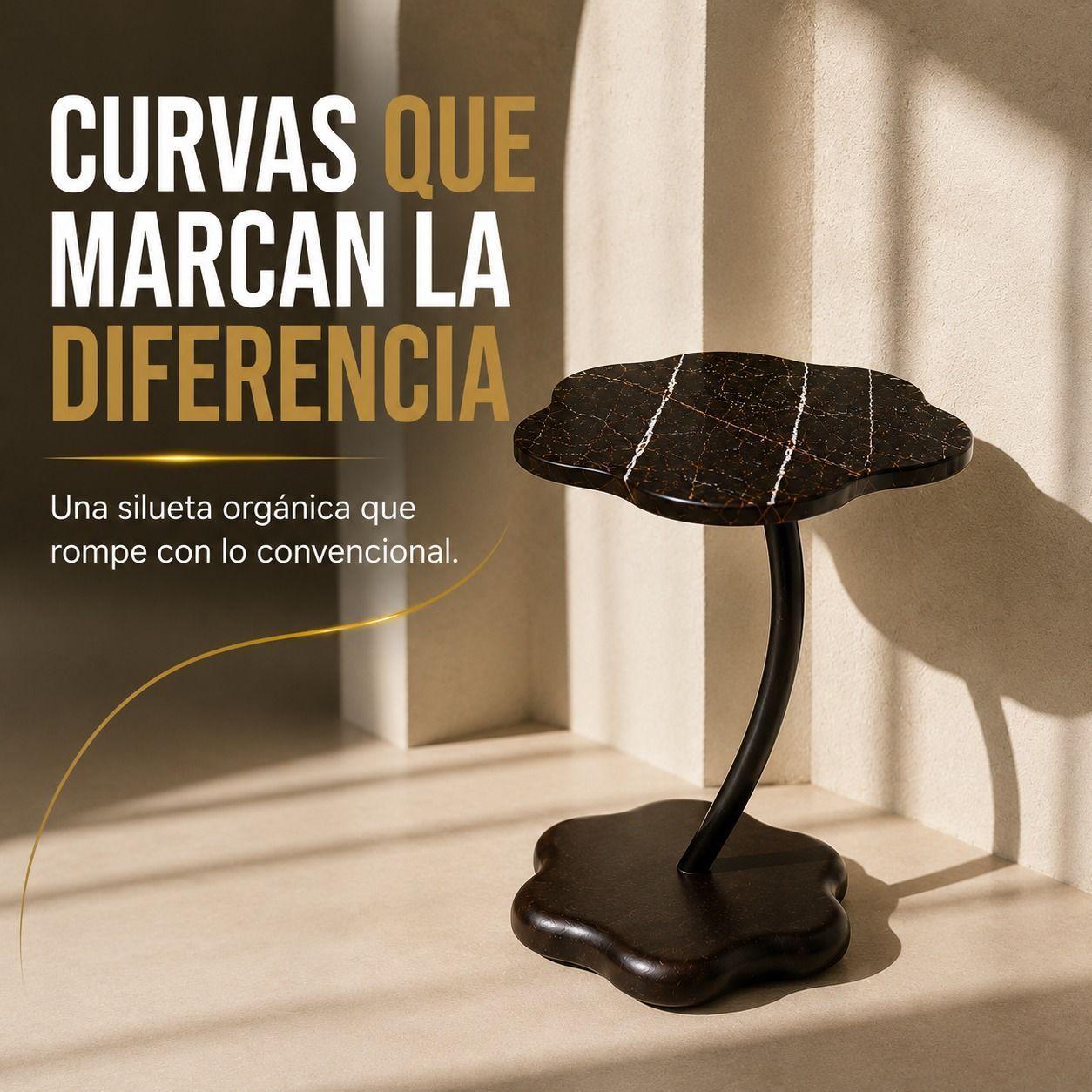 Mesa Arrimo Lateral Auxiliar Flor Marmol Cafe Sillon Sofa 60 Cm-6