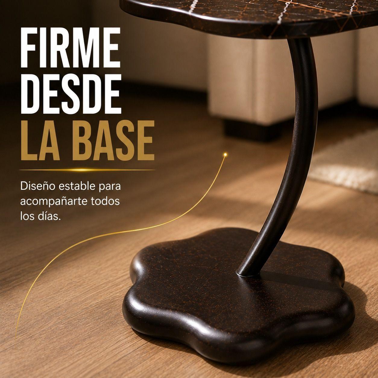 Mesa Arrimo Lateral Auxiliar Flor Marmol Cafe Sillon Sofa 60 Cm-7
