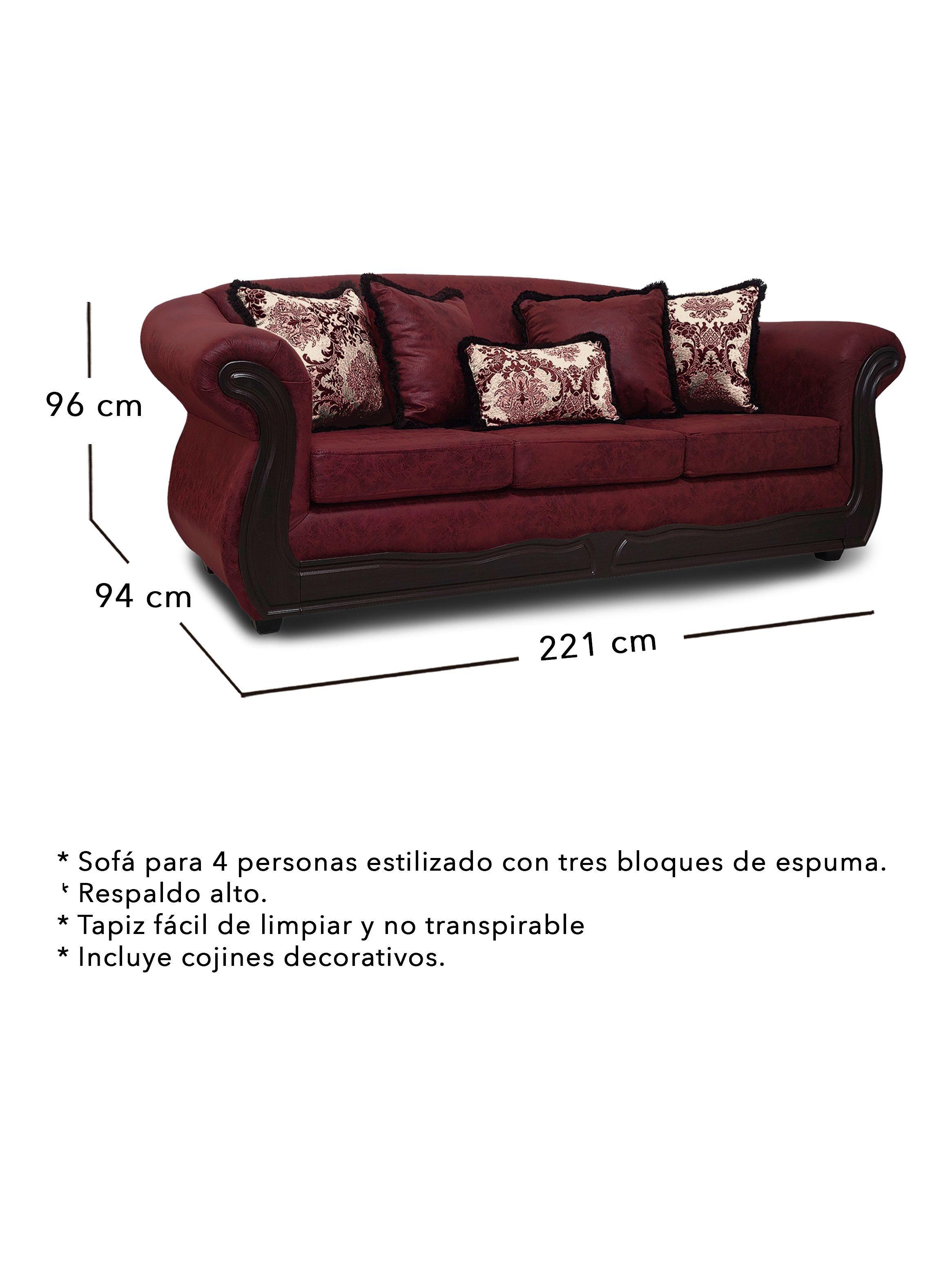 Sofá 4 Cuerpos Grand Búfalo Envejecido Burdeo-2