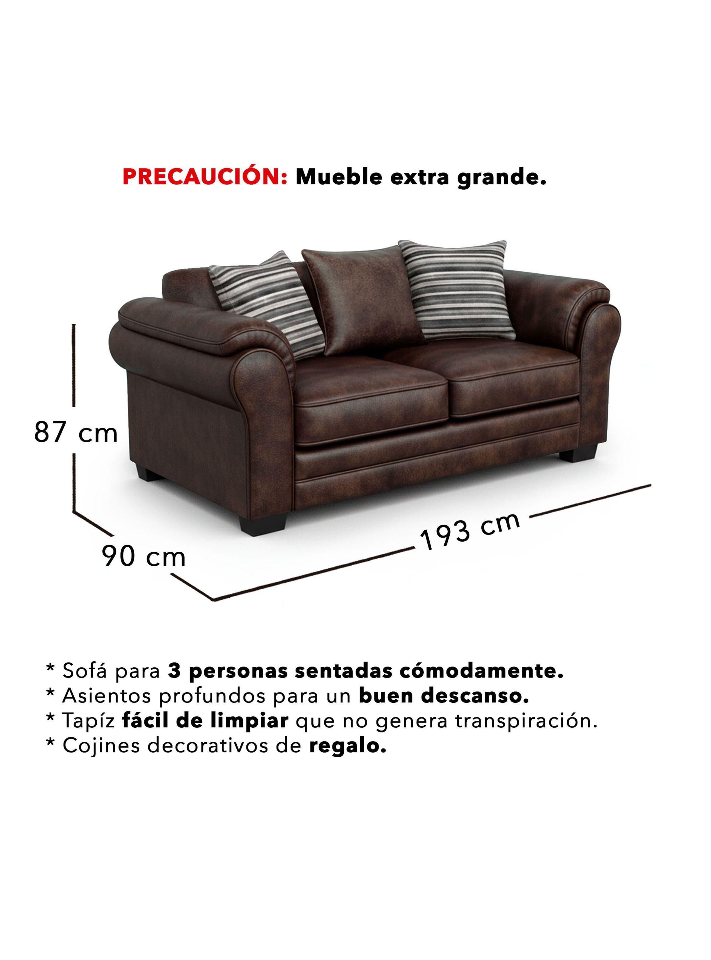 Living 7 Cuerpos 4+3 XL Con Resorte Estructural Grandón Envejecido-2