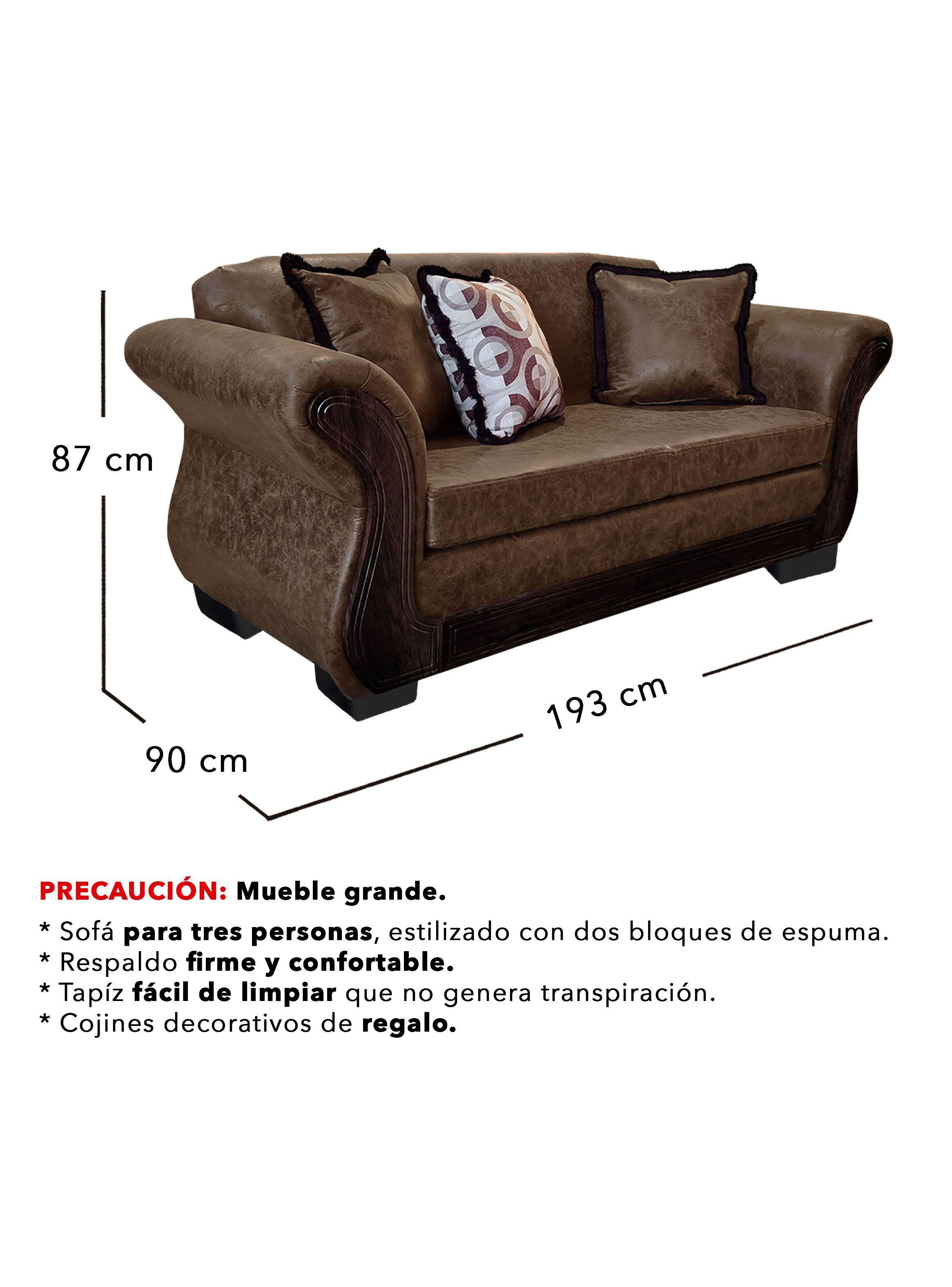 Sofá Con Resorte Estructural 3 Cuerpos Finis Envejecido  -2