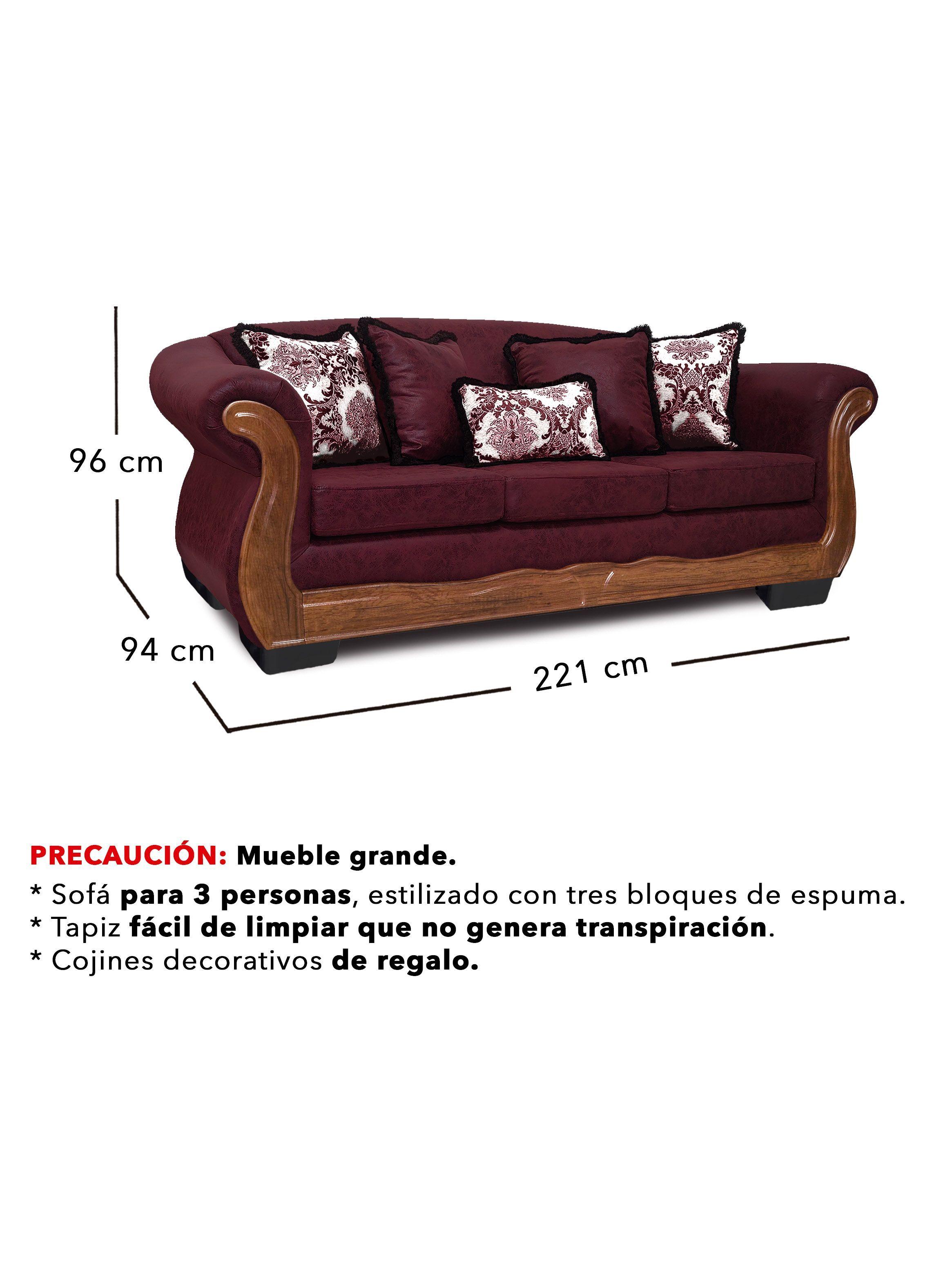 Living Con Resorte Estructural 6 Cuerpos 4+1+1 Grand Búfalo Envejecido Burdeo X Versión PREMIUM-2