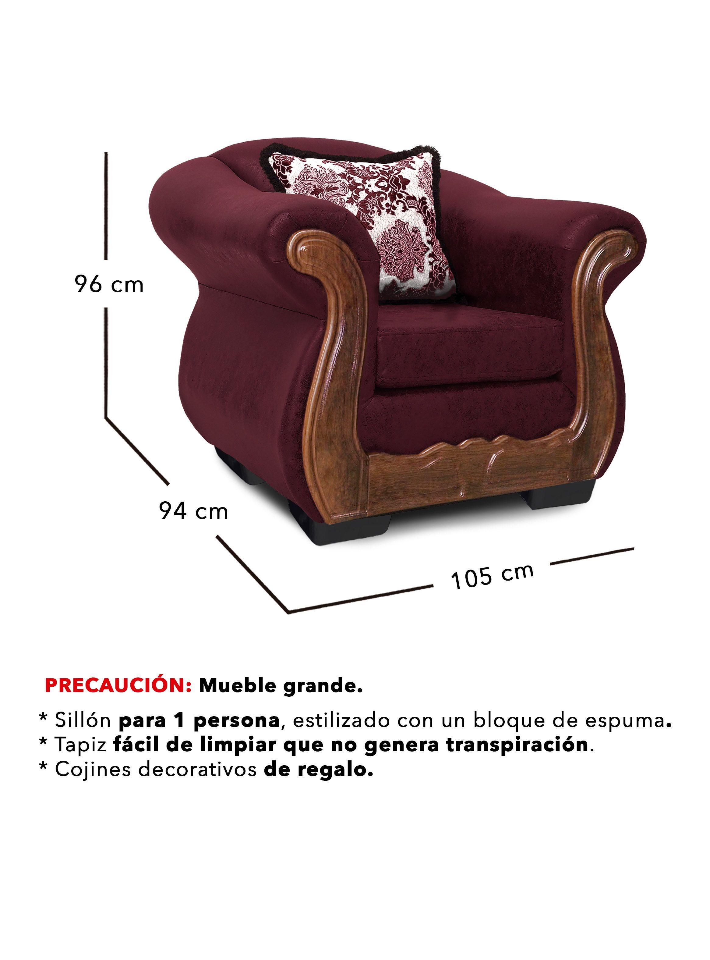 Living Con Resorte Estructural 6 Cuerpos 4+1+1 Grand Búfalo Envejecido Burdeo X Versión PREMIUM-3