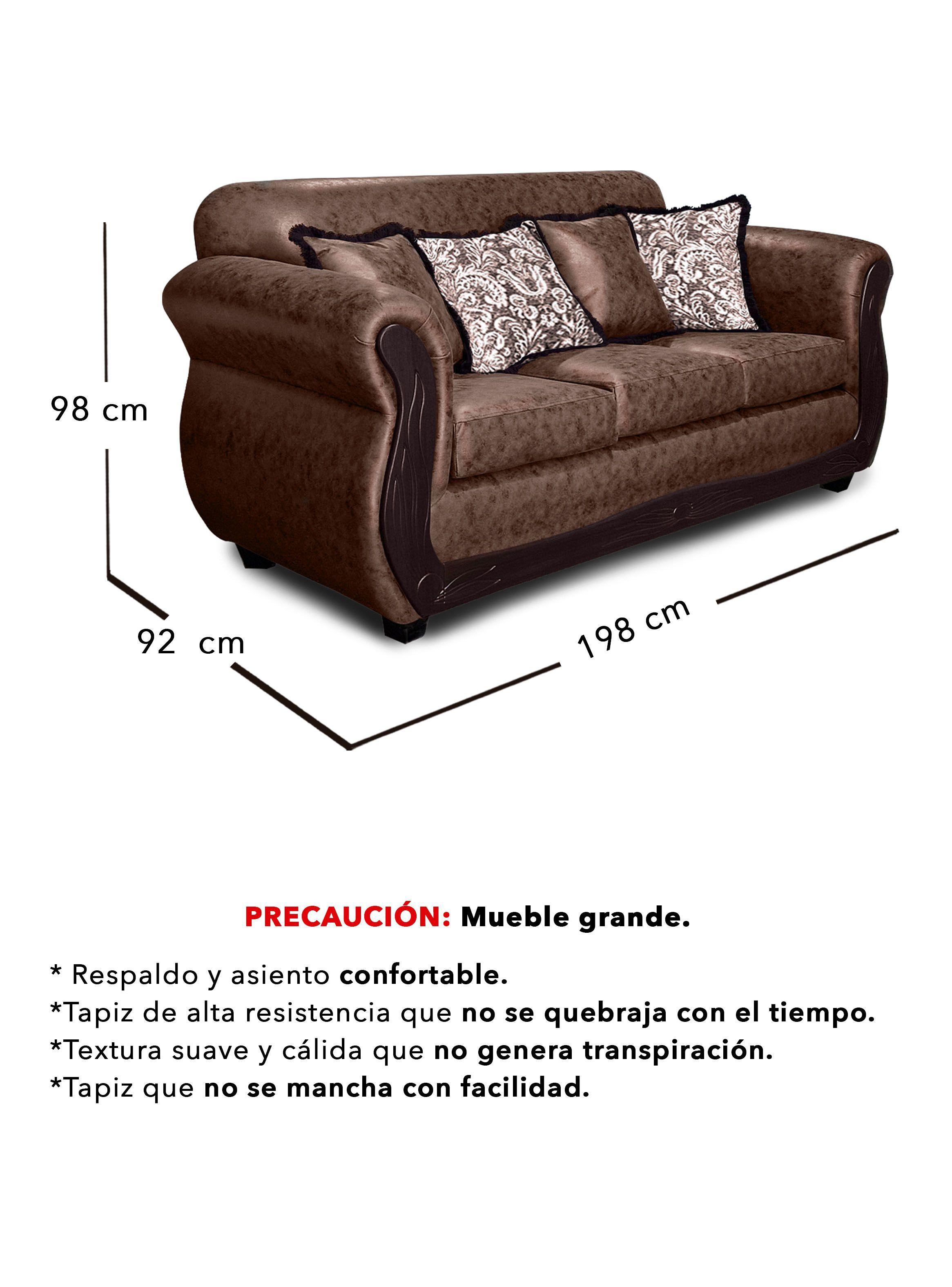 Sofá Con Resorte Estructural 3 Cuerpos San Luis Envejecido-2