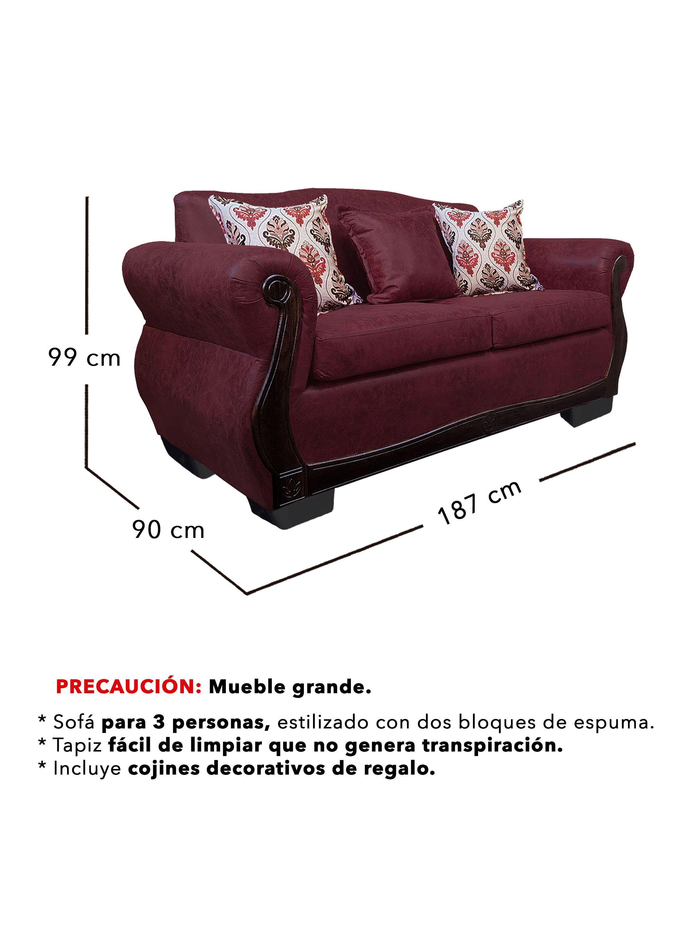 Sofá Con Resorte Estructural 3 Cuerpos Grand Santi Envejecido-2