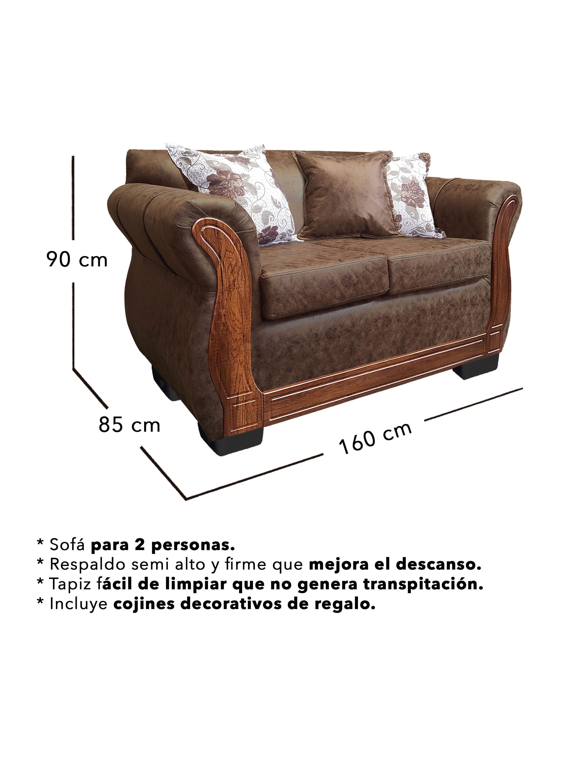 Sofá Con Resorte Estructural 2 Cuerpos Lisbon Envejecido X-2