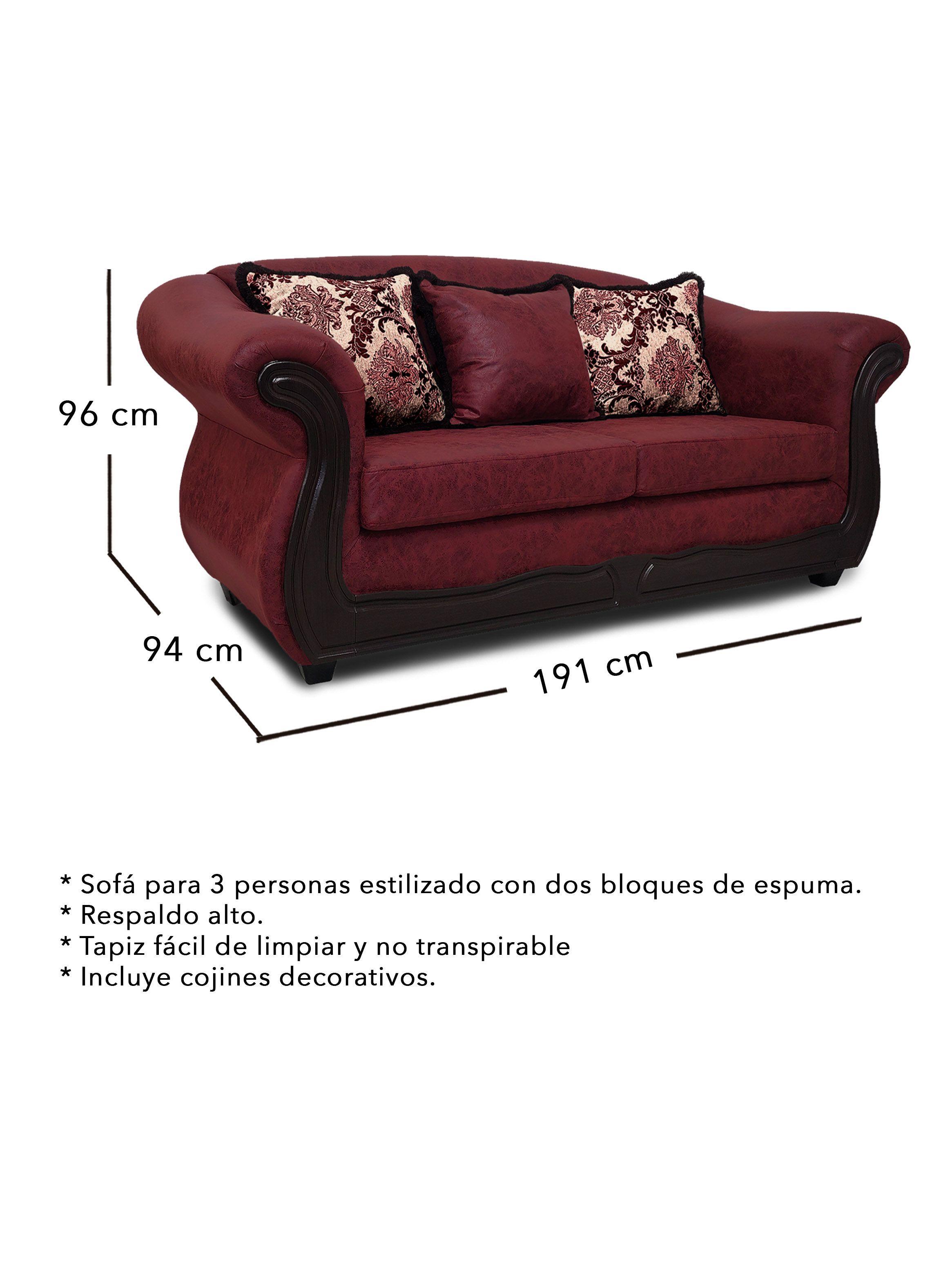 Sofá 3 Cuerpos Grand Búfalo Envejecido Burdeo-2