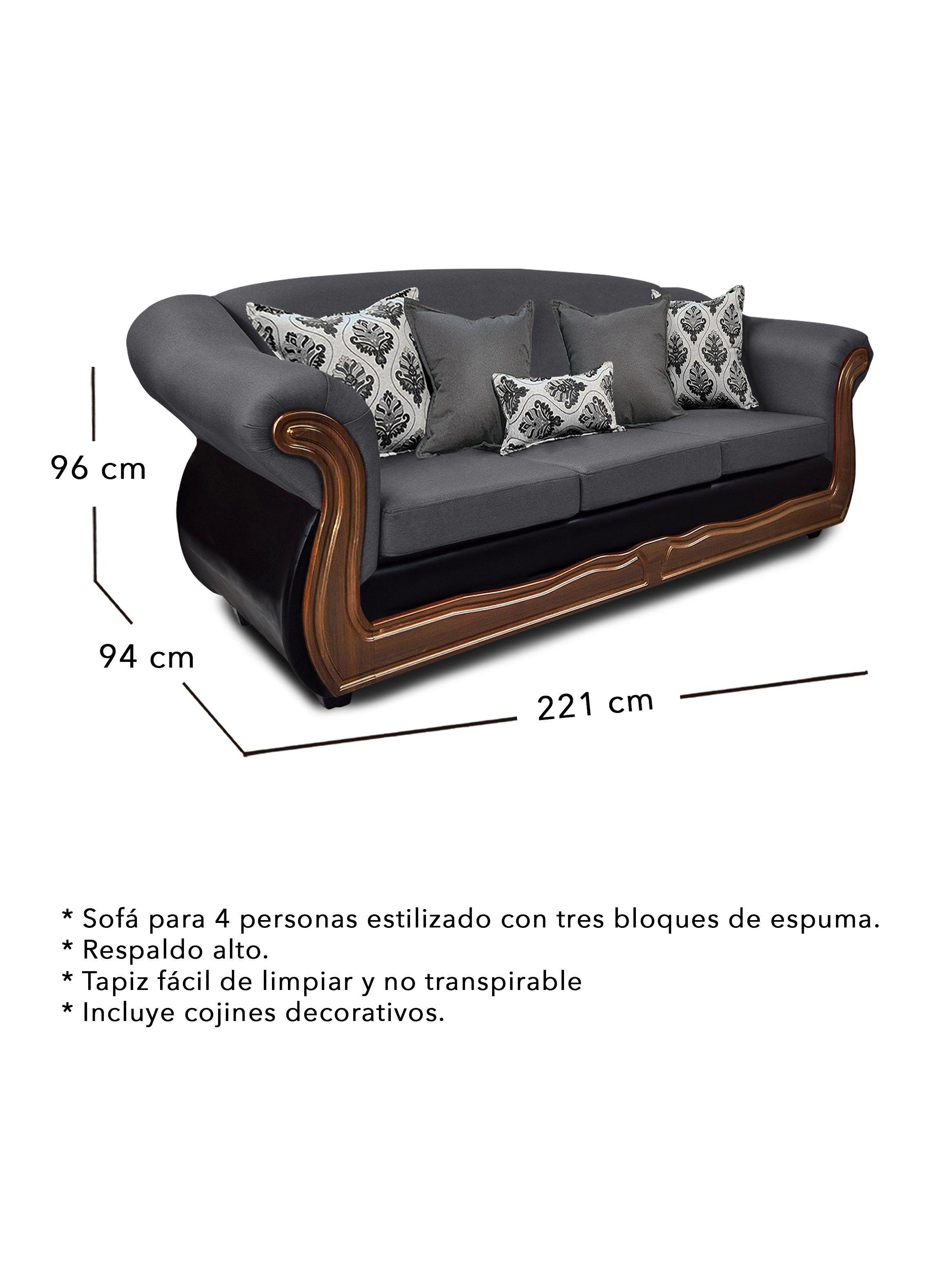 Living Con Resorte Estructural 9 Cuerpos 4+3+1+1 Grand Búfalo Mixto PU + Chenille  X-2