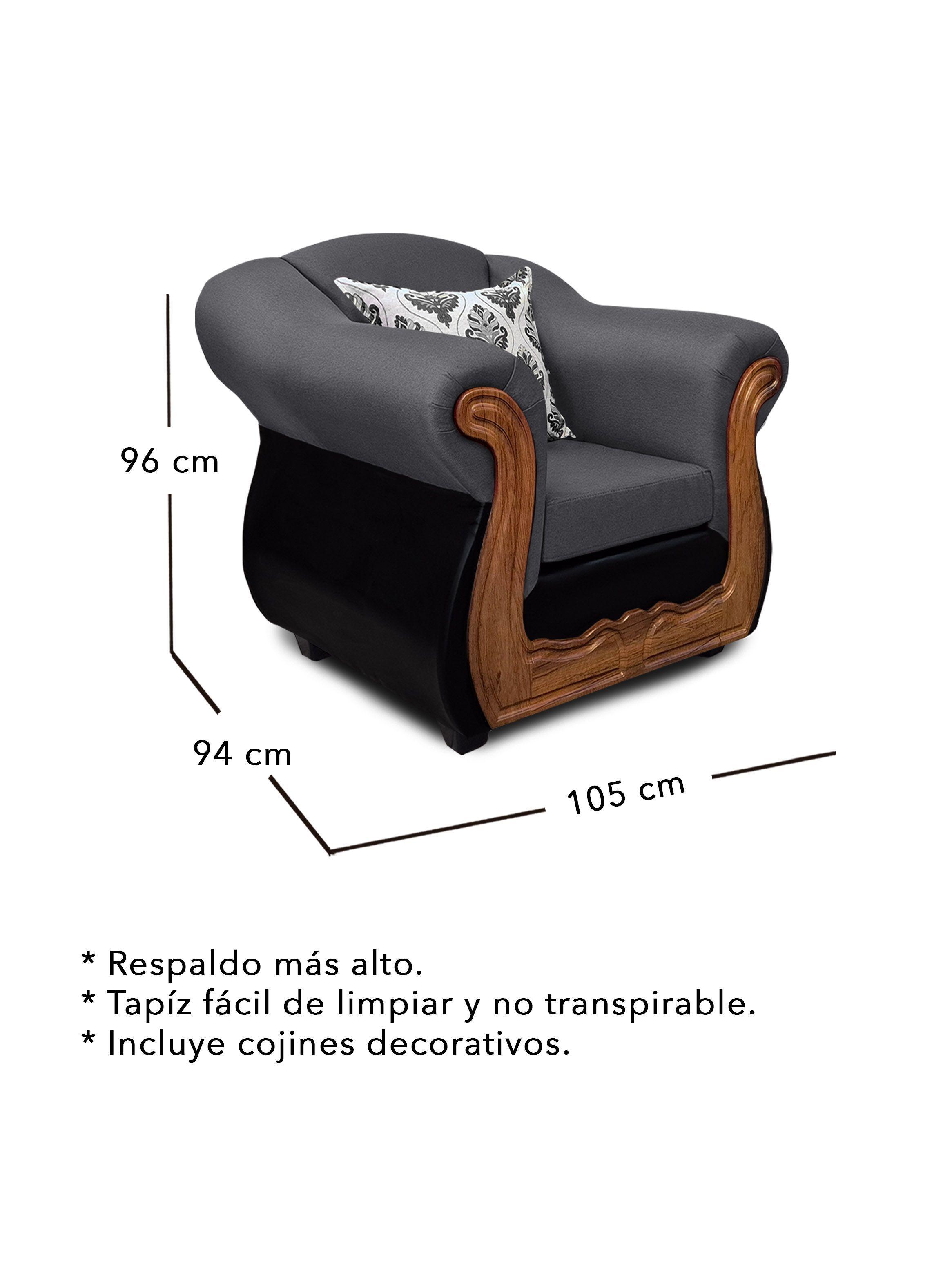 Living Con Resorte Estructural 9 Cuerpos 4+3+1+1 Grand Búfalo Mixto PU + Chenille  X-4