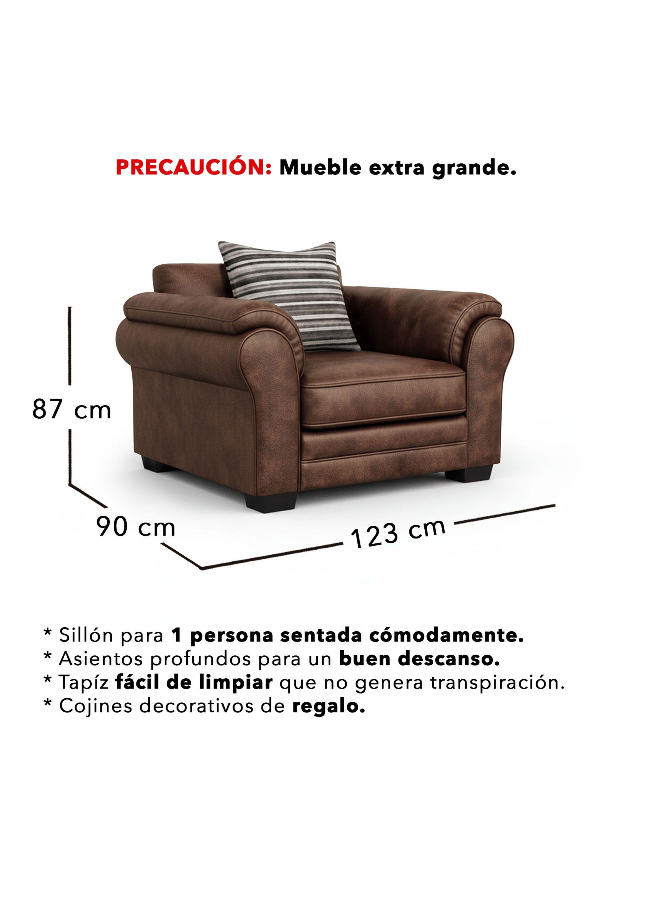 Living 6 Cuerpos 4+1+1 XL Con Resorte Estructural Grandón Envejecido-2