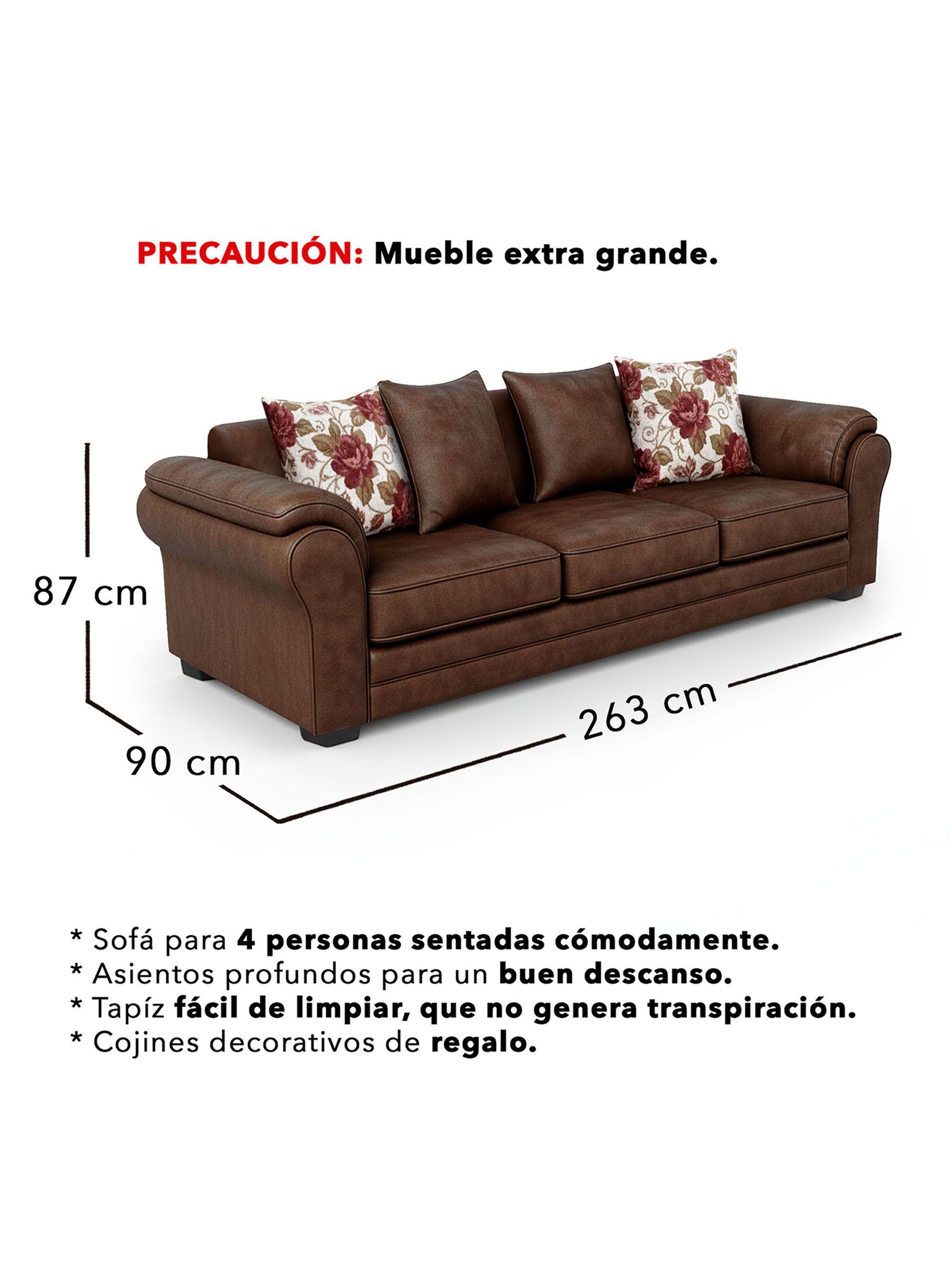 Living 6 Cuerpos 4+1+1 XL Con Resorte Estructural Grandón Envejecido-2