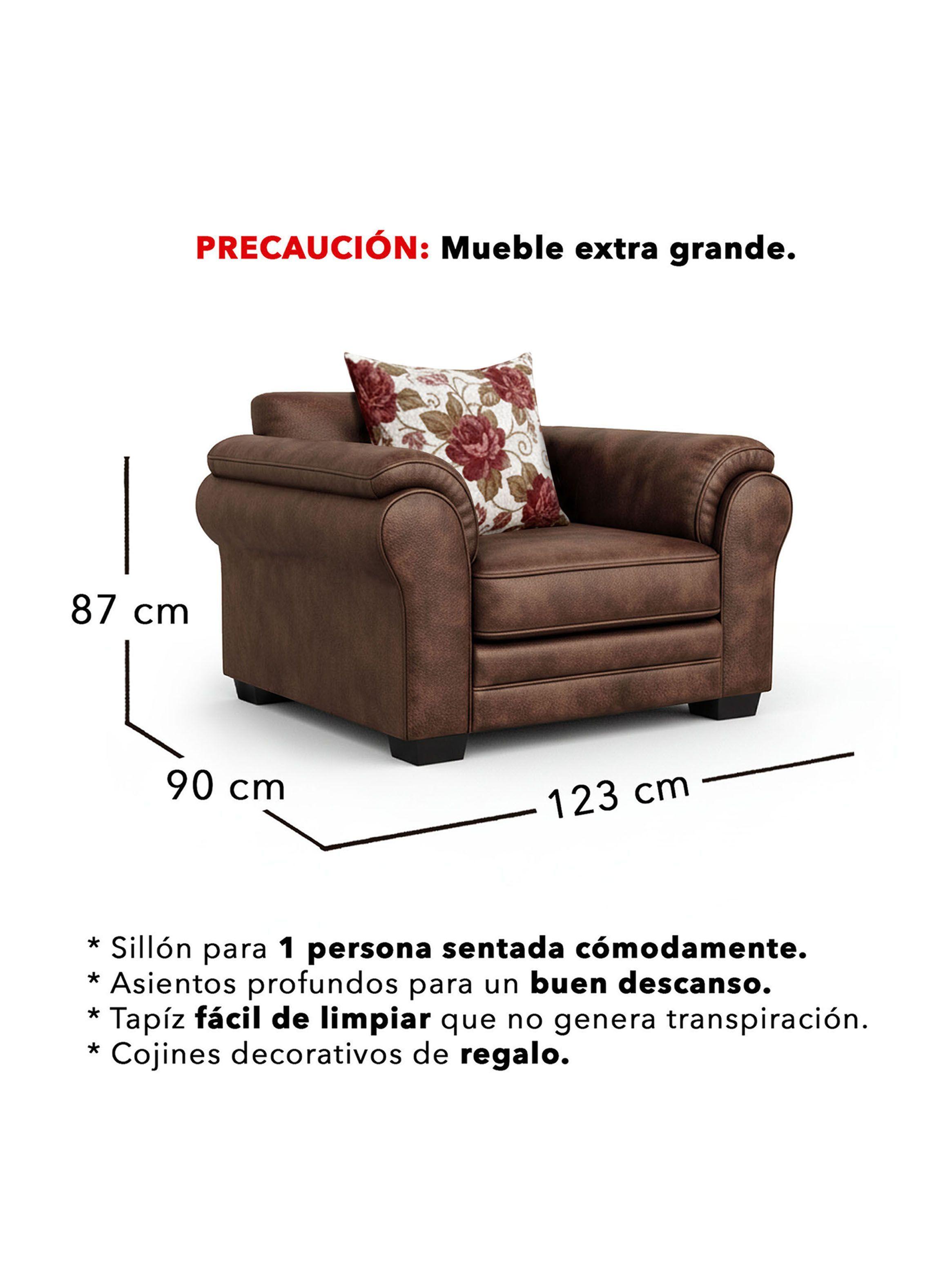 Living 6 Cuerpos 4+1+1 XL Con Resorte Estructural Grandón Envejecido-3