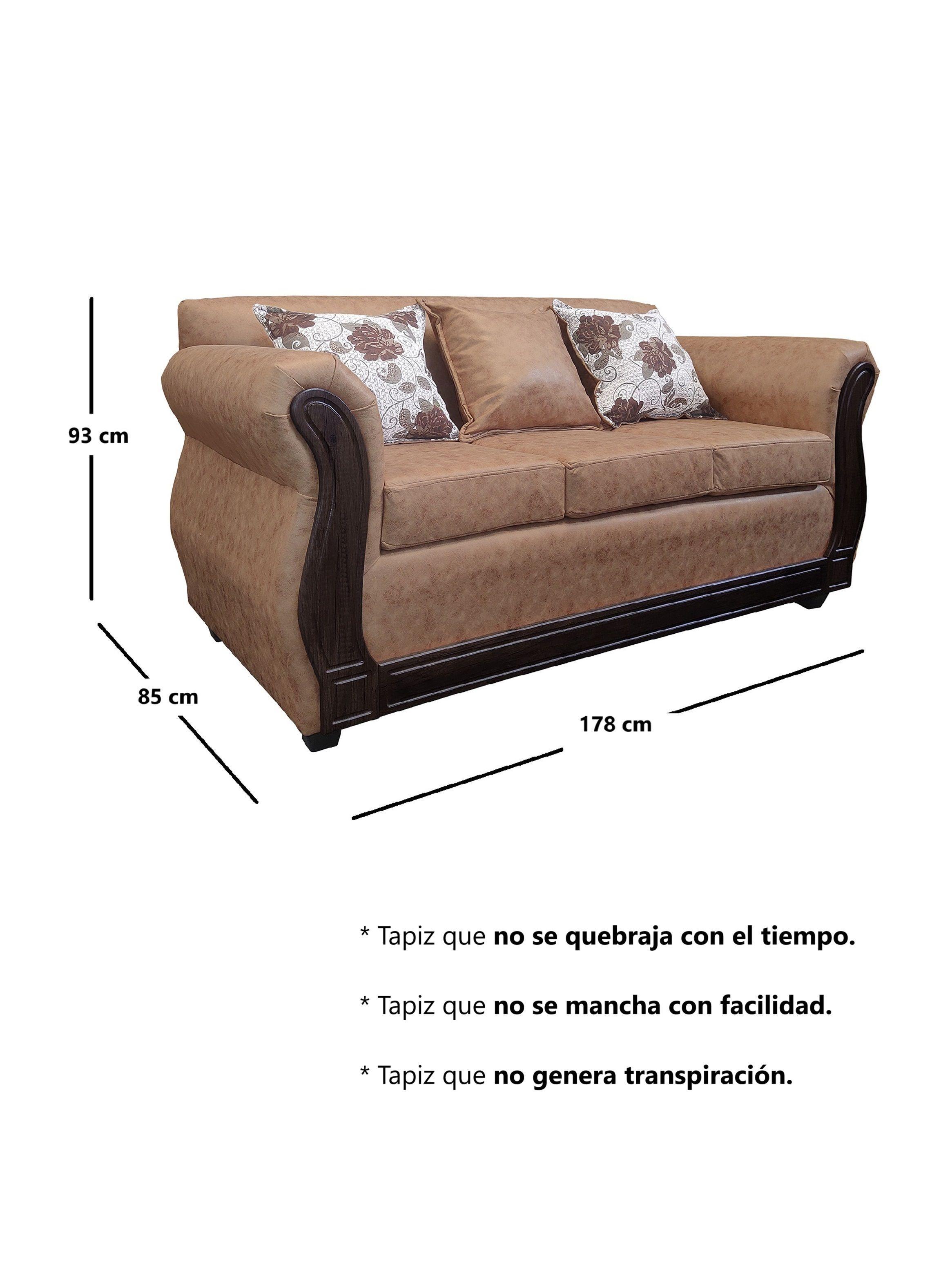 Sofá Con Resorte Estructural 3 Cuerpos Eleonor Envejecido-2