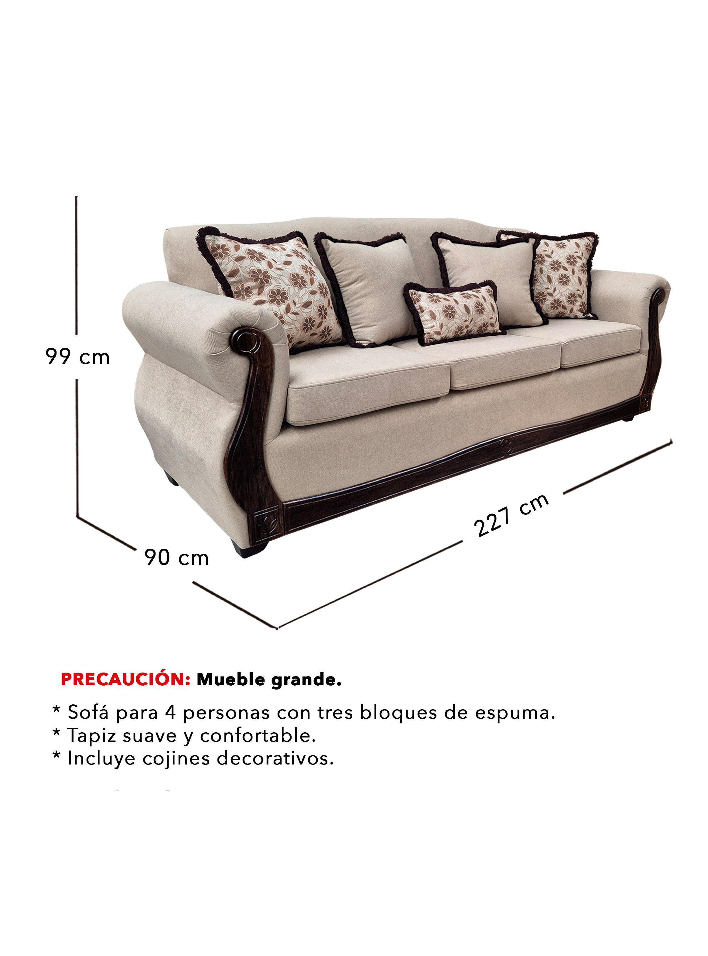 Sofá Con Resorte Estructural 4 Cuerpos Gran Santi Chenille -2