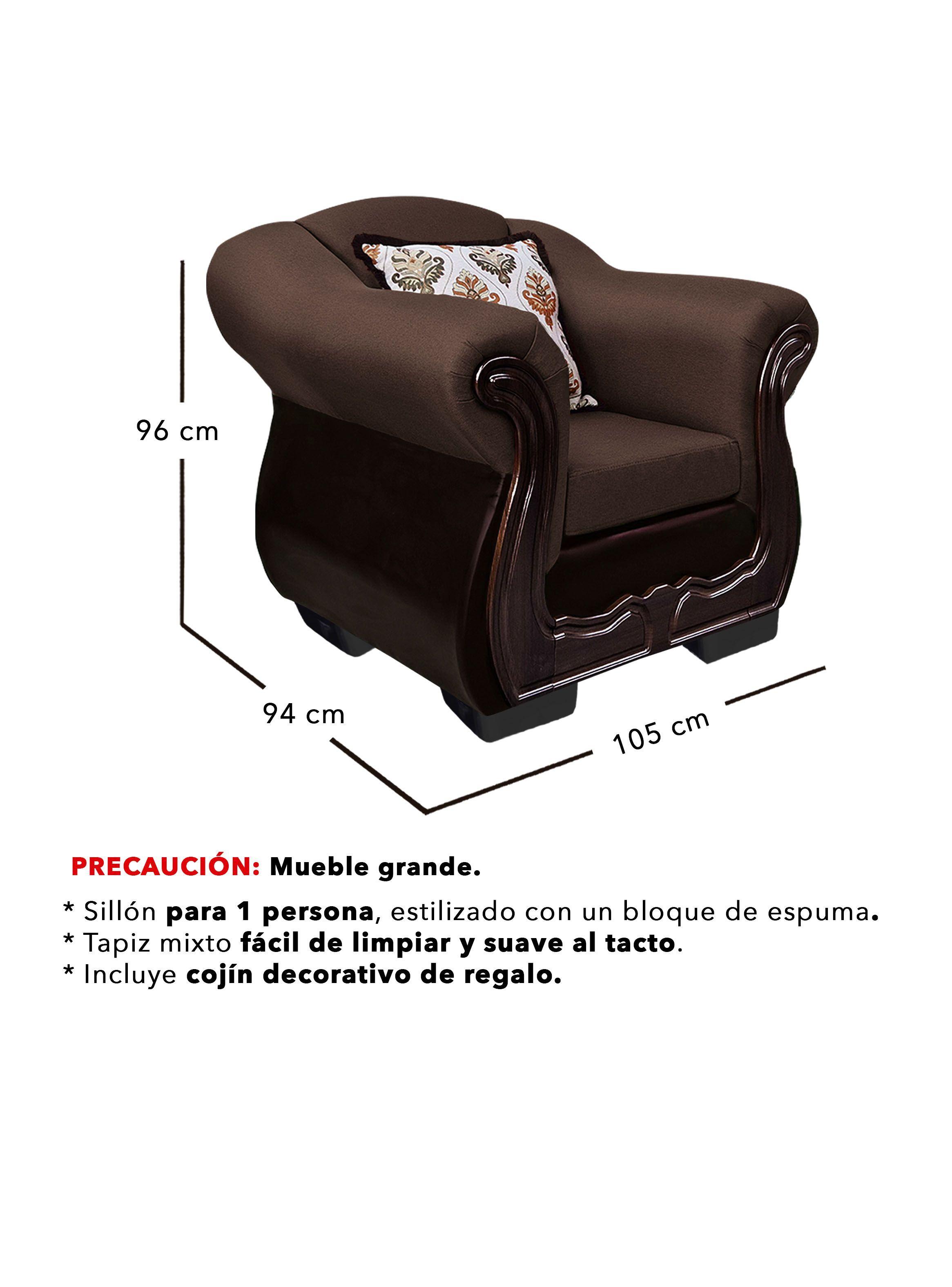 Living Con Resorte Estructural 6 Personas Búfalo 4+1+1 Chenille+PU-3