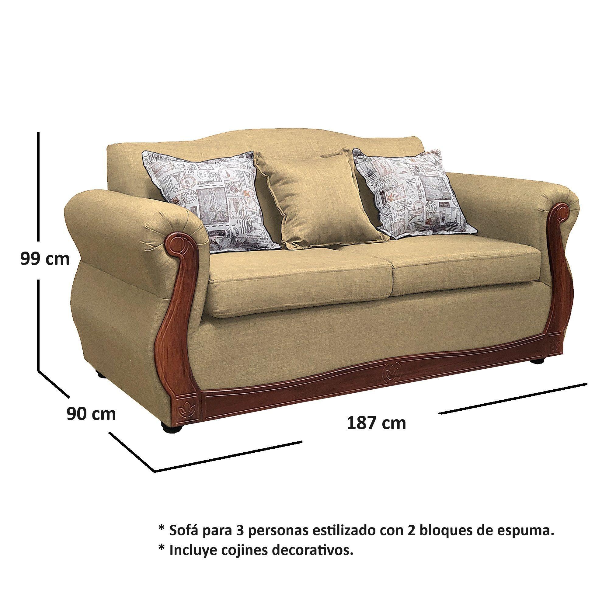 Sofá Con Resorte Estructural 3 Cuerpos Gran Santi X-2