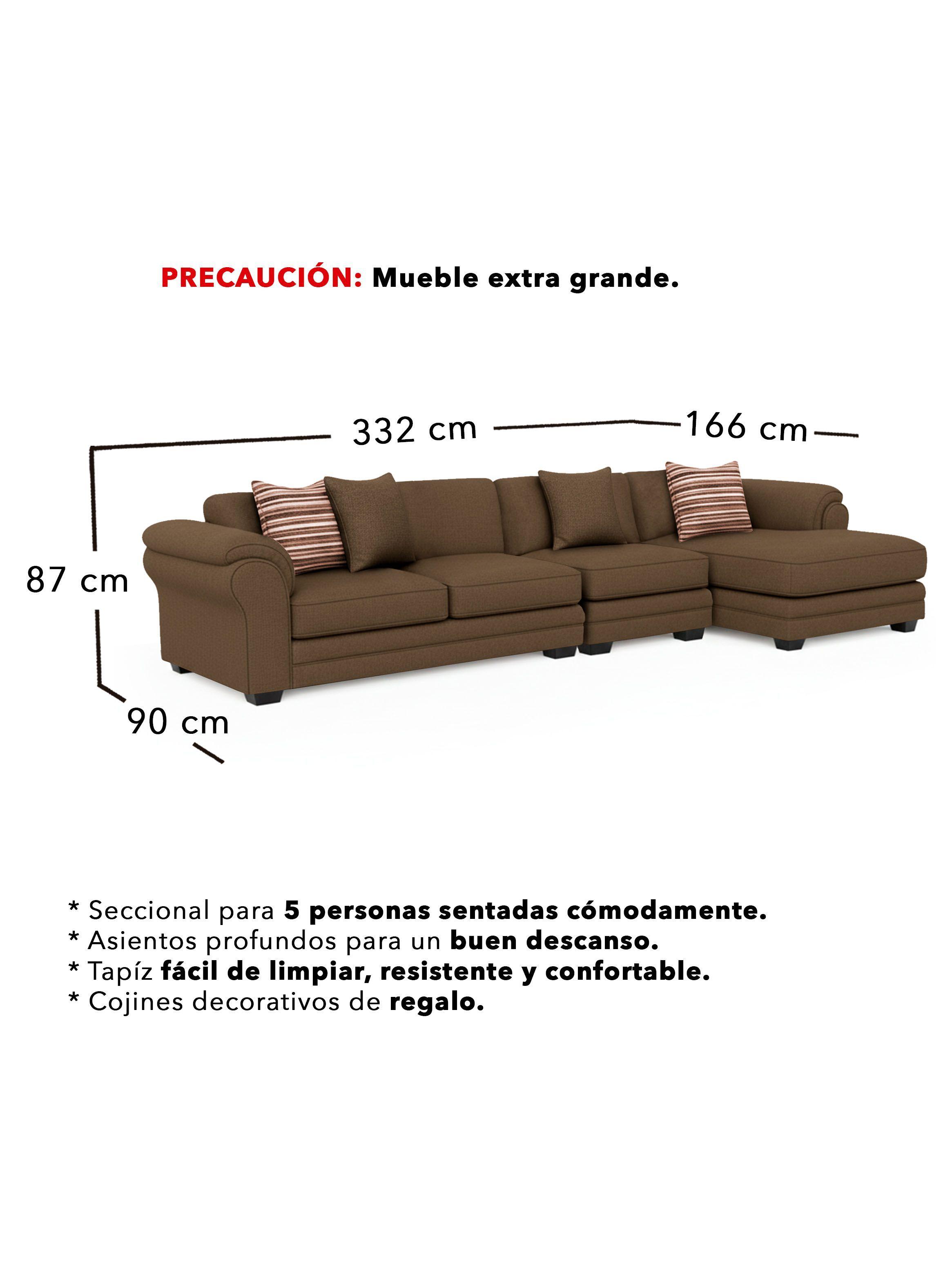 Sofá Desmontable Derecho 5 Cuerpos XL Con Resorte Estructural Grandón Chenille-2