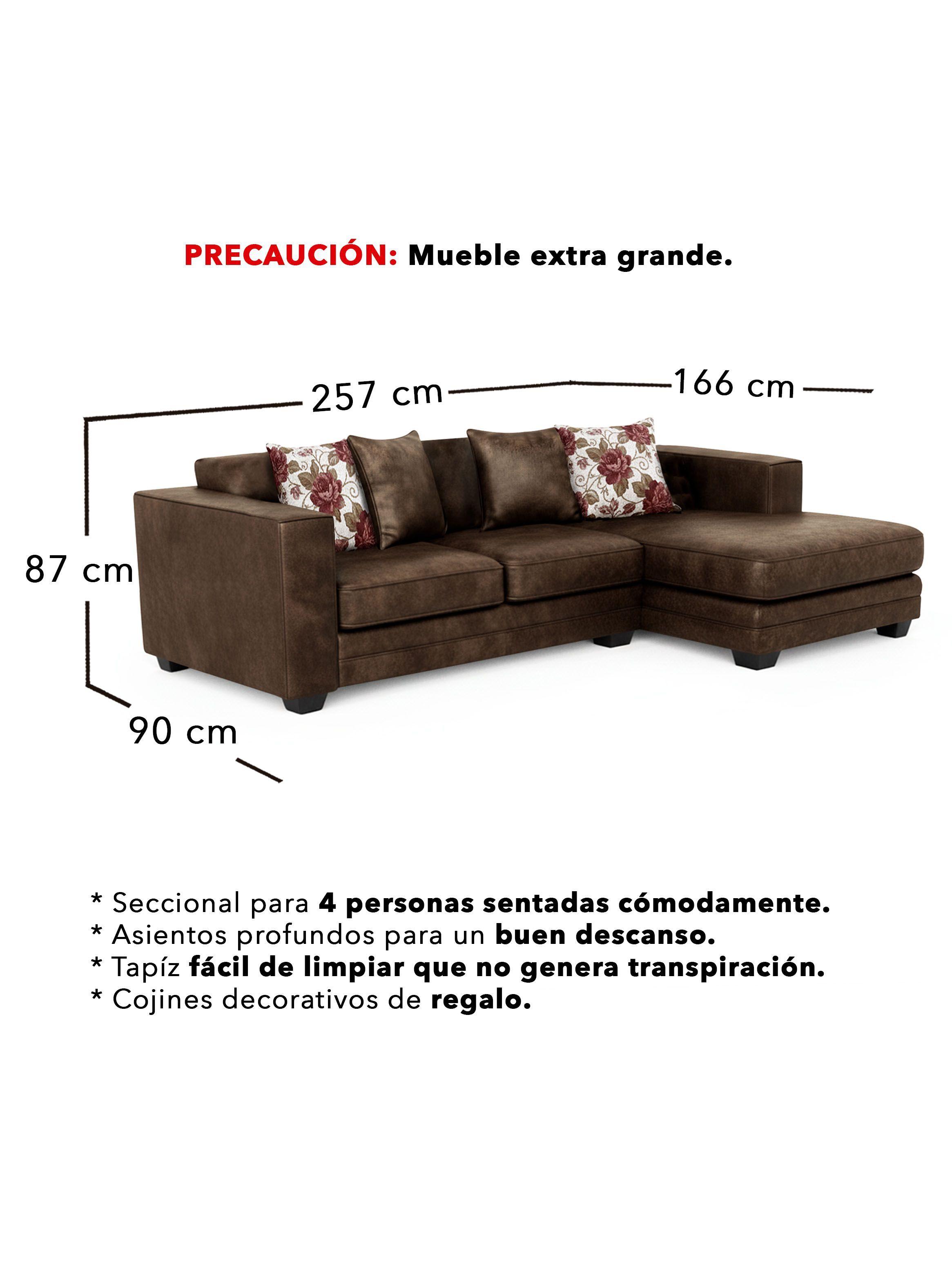 Sofá Seccional Derecho 4 Cuerpos XL Con Resorte Estructural Palazzo Envejecido-2