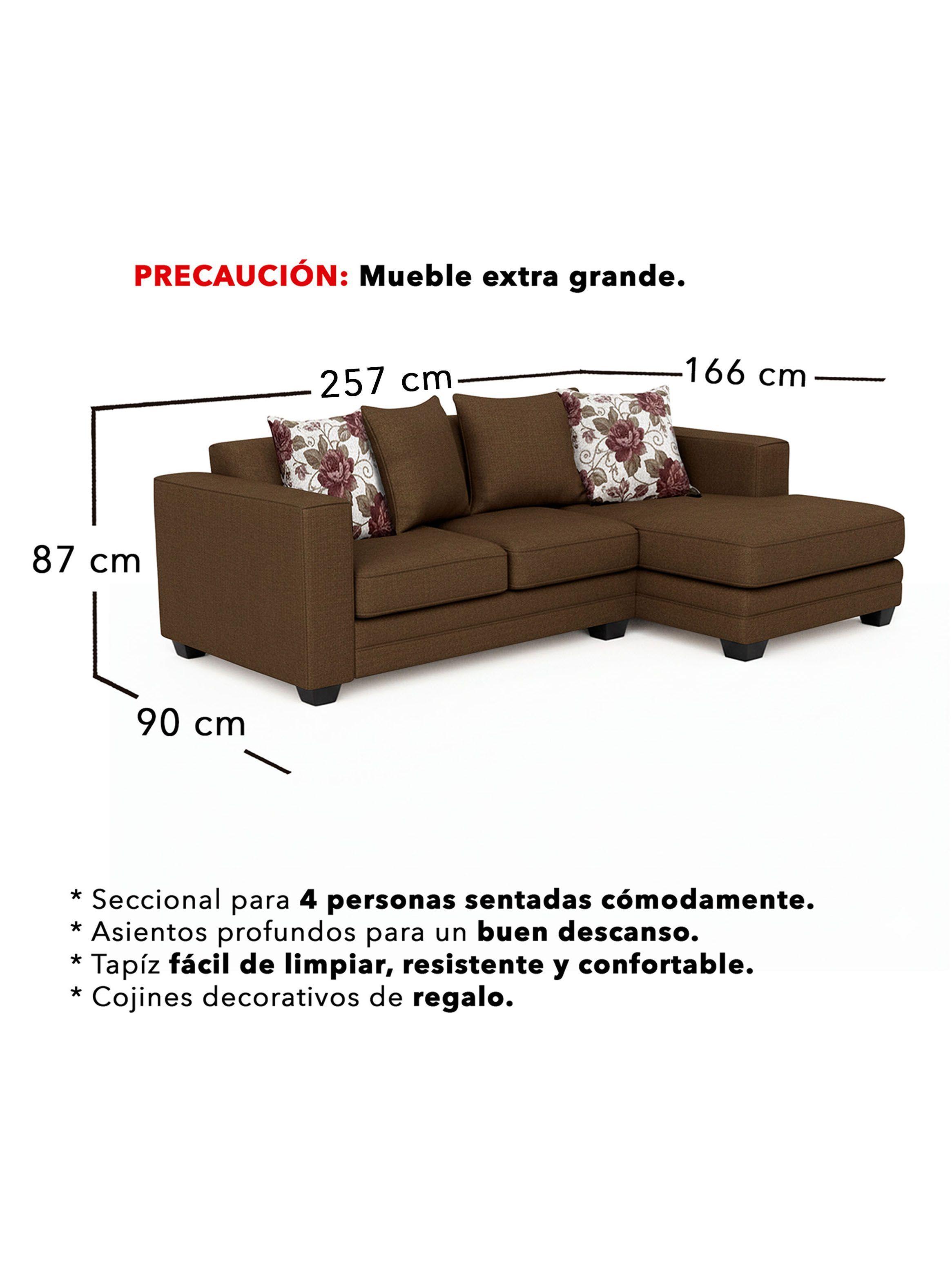 Sofá Seccional Derecho 4 Cuerpos XL Con Resorte Estructural Palazzo Chenille-2