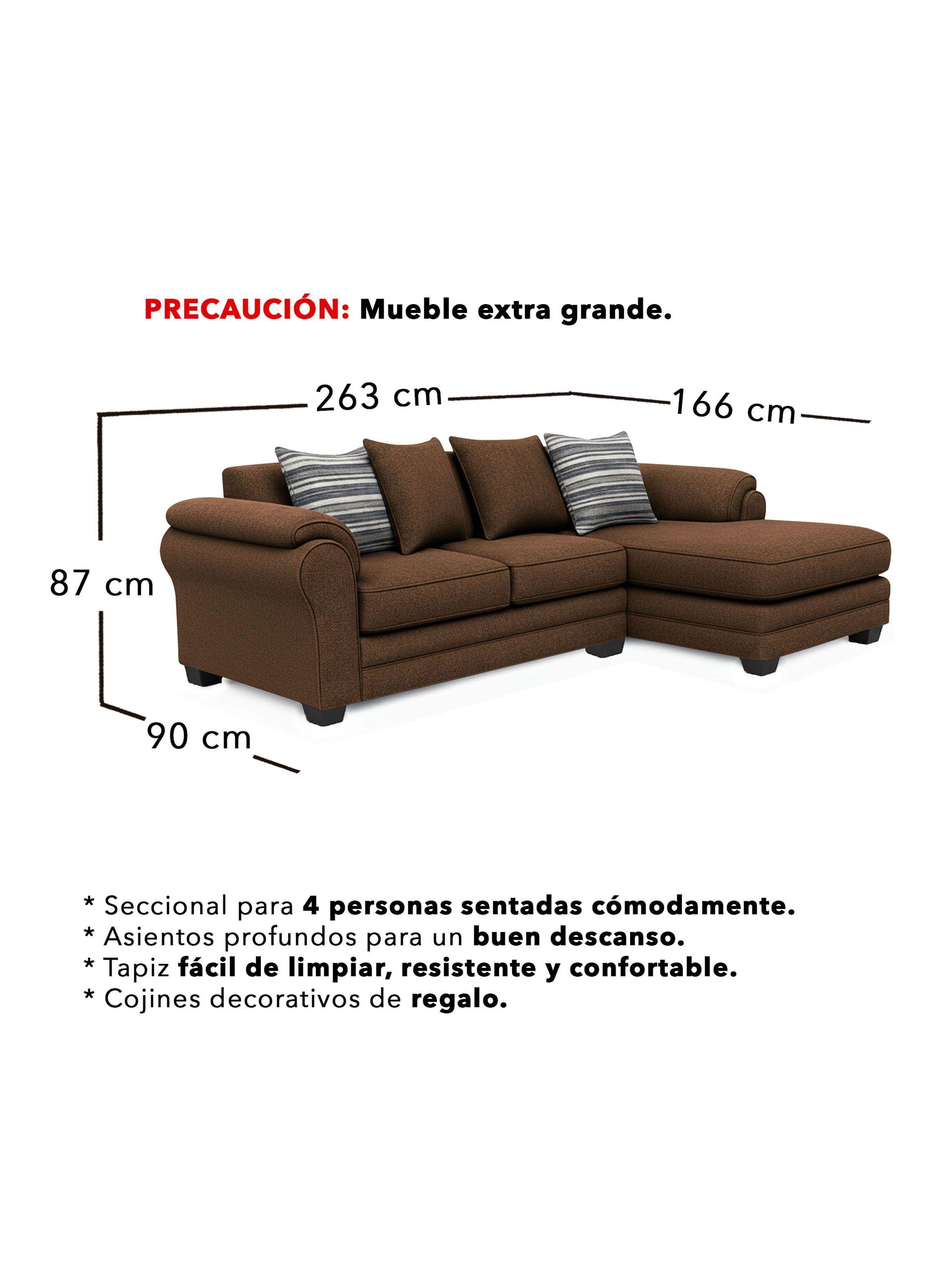 Sofá Seccional 4 Cuerpos XL Con Resorte Estructural Grandón Chenille-2
