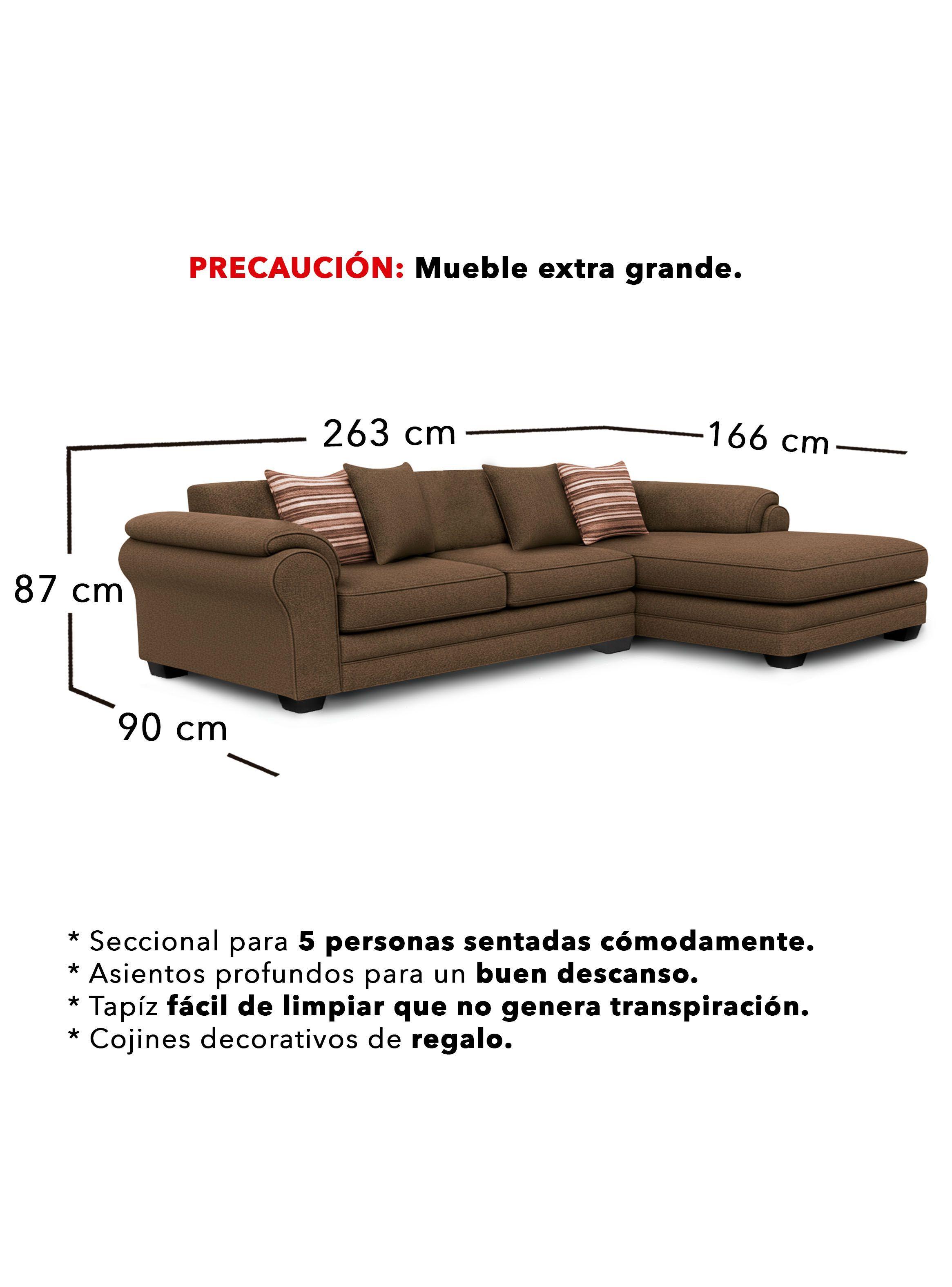Sofá Seccional Derecho 5 Cuerpos XL Con Resorte Estructural Grandón Chenille-2