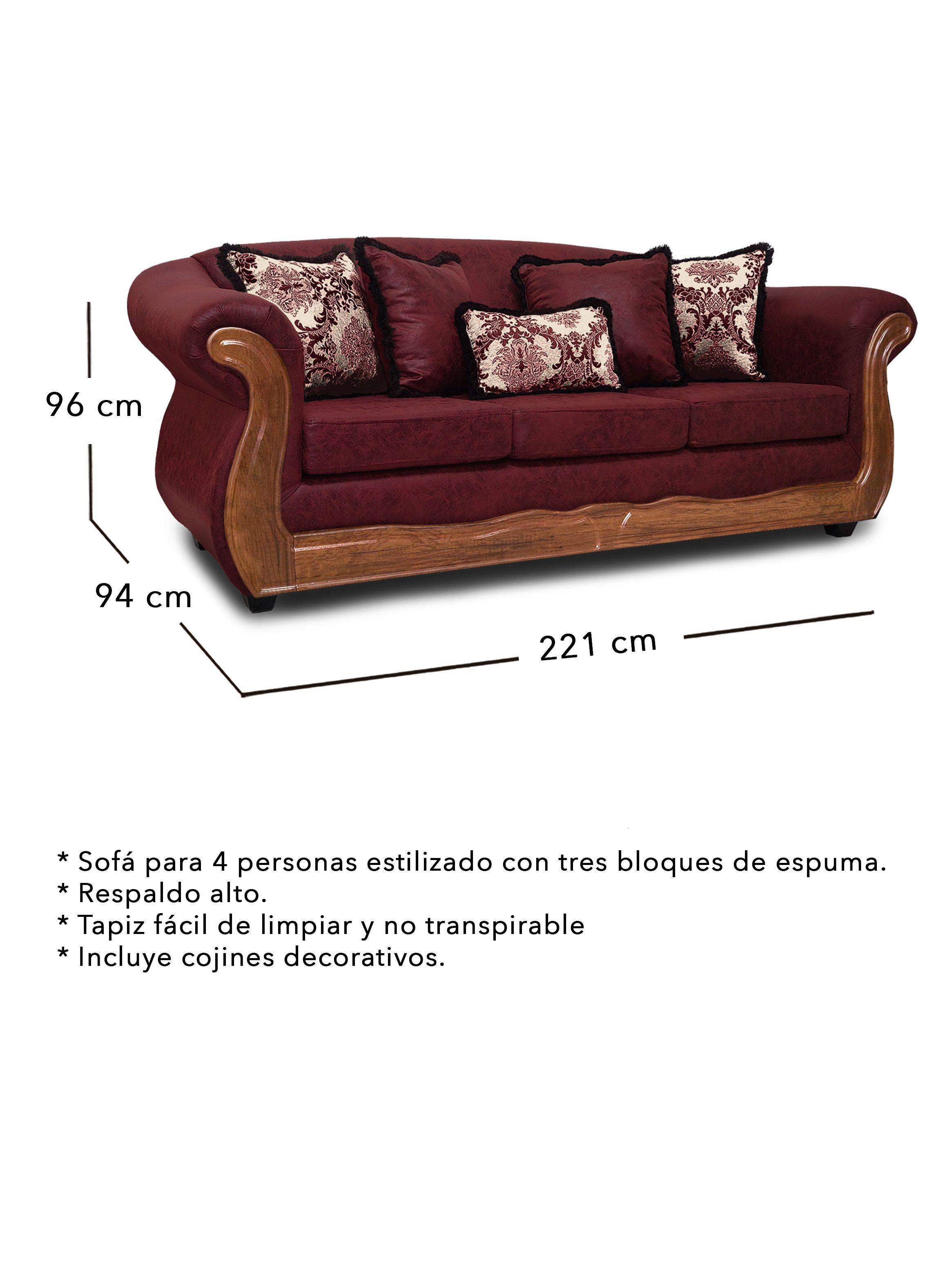 Sofá 4 Cuerpos Grand Búfalo Envejecido Burdeo  X-2