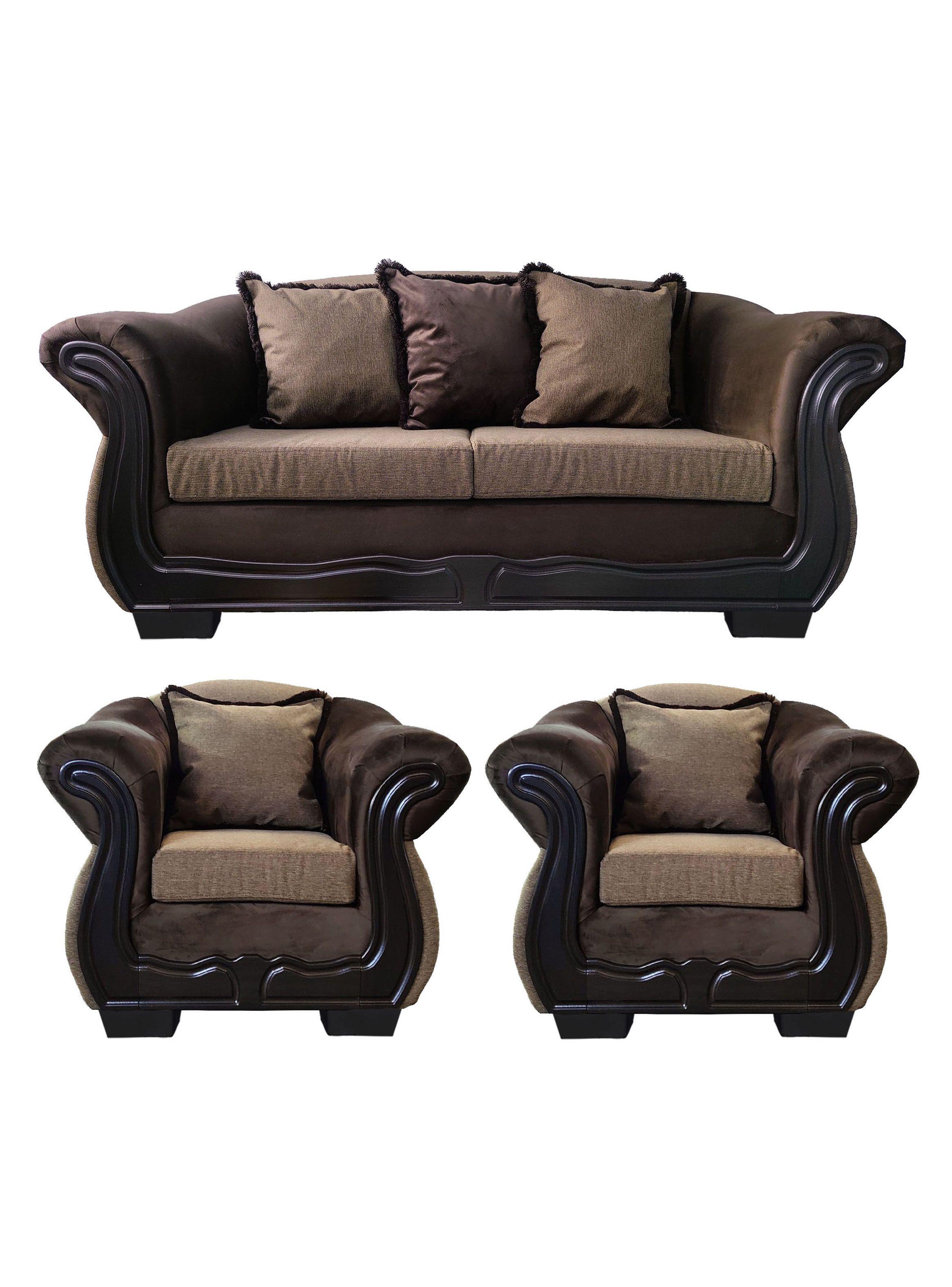 Living Con Resorte Estructural 5 Cuerpos 3+1+1 Grand Búfalo Lino Rústico Beige-0