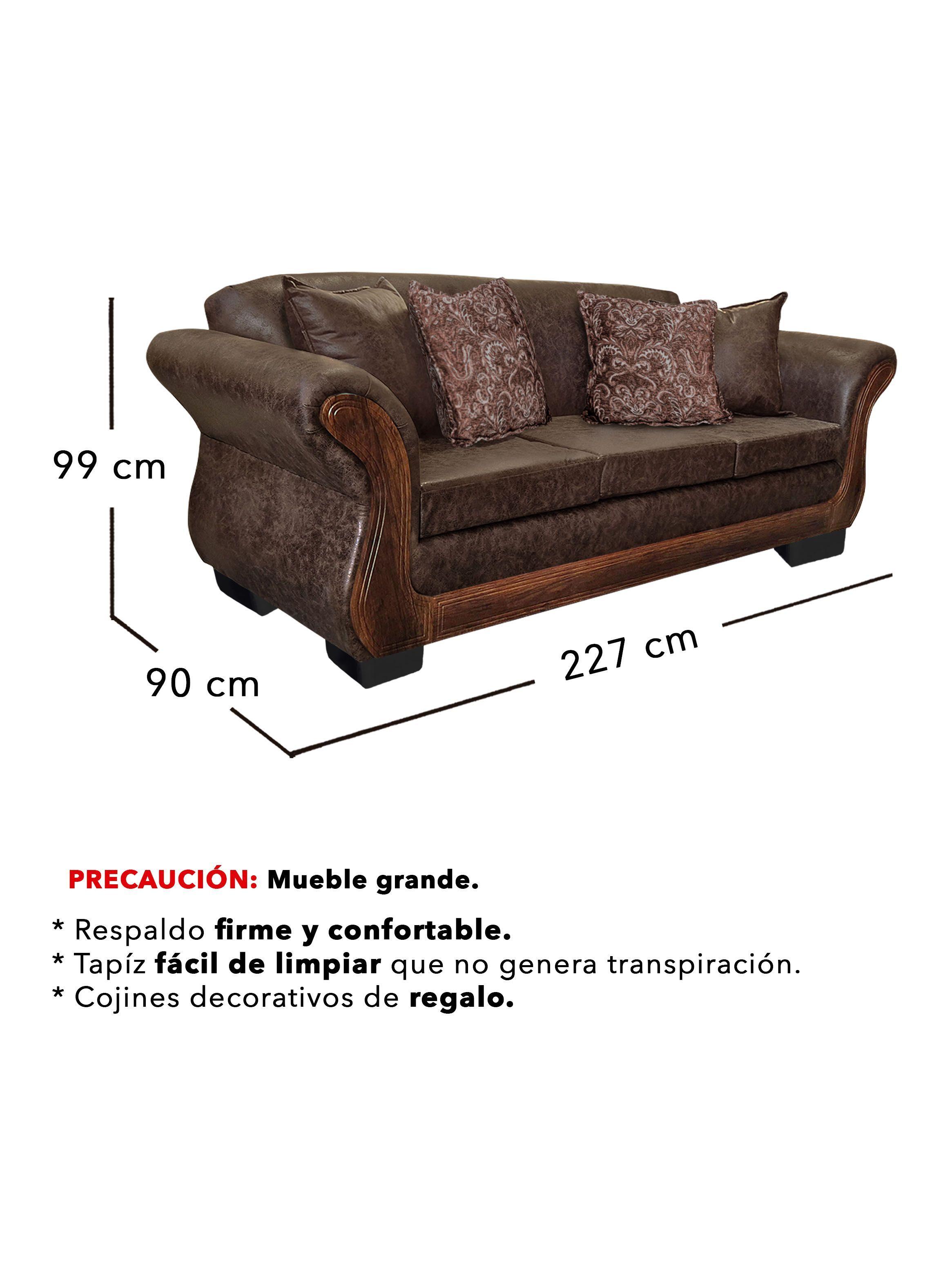 Living Con Resorte Estructural 6 Cuerpos 3+2+1 Palermo Envejecido Premium X-2