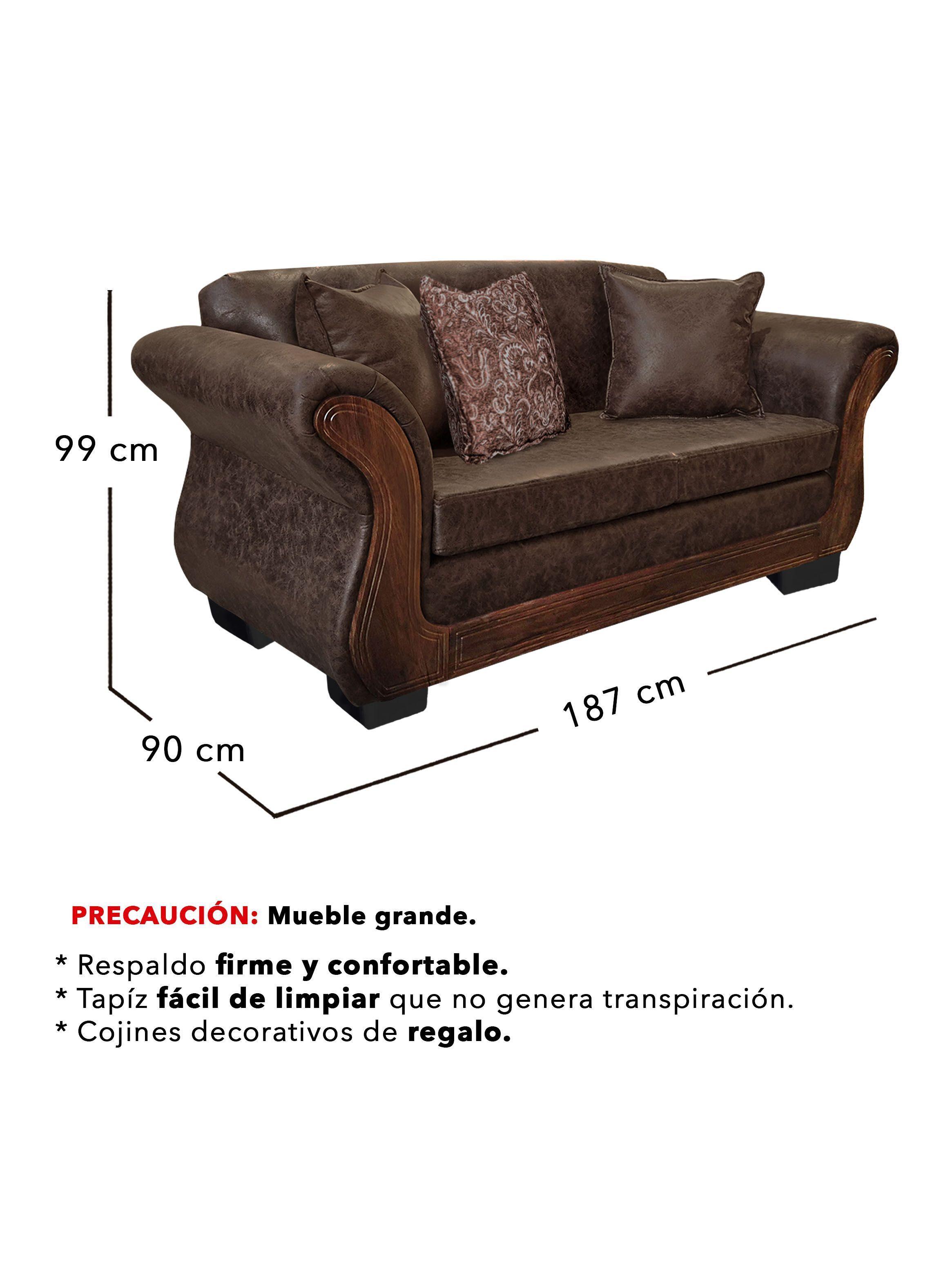 Living Con Resorte Estructural 6 Cuerpos 3+2+1 Palermo Envejecido Premium X-3