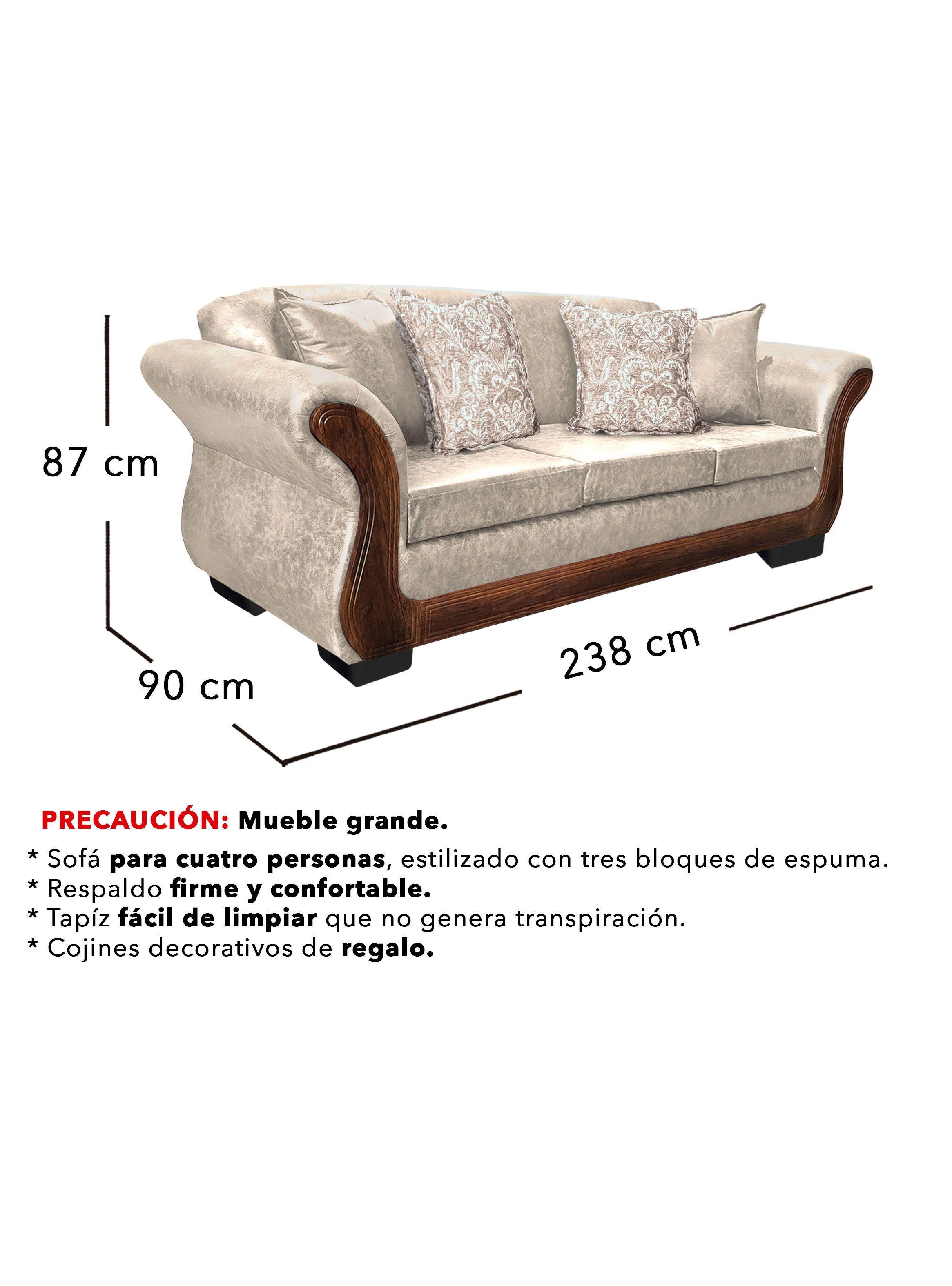 Sofá Con Resorte Estructural 4 Cuerpos Finis Envejecido X-2