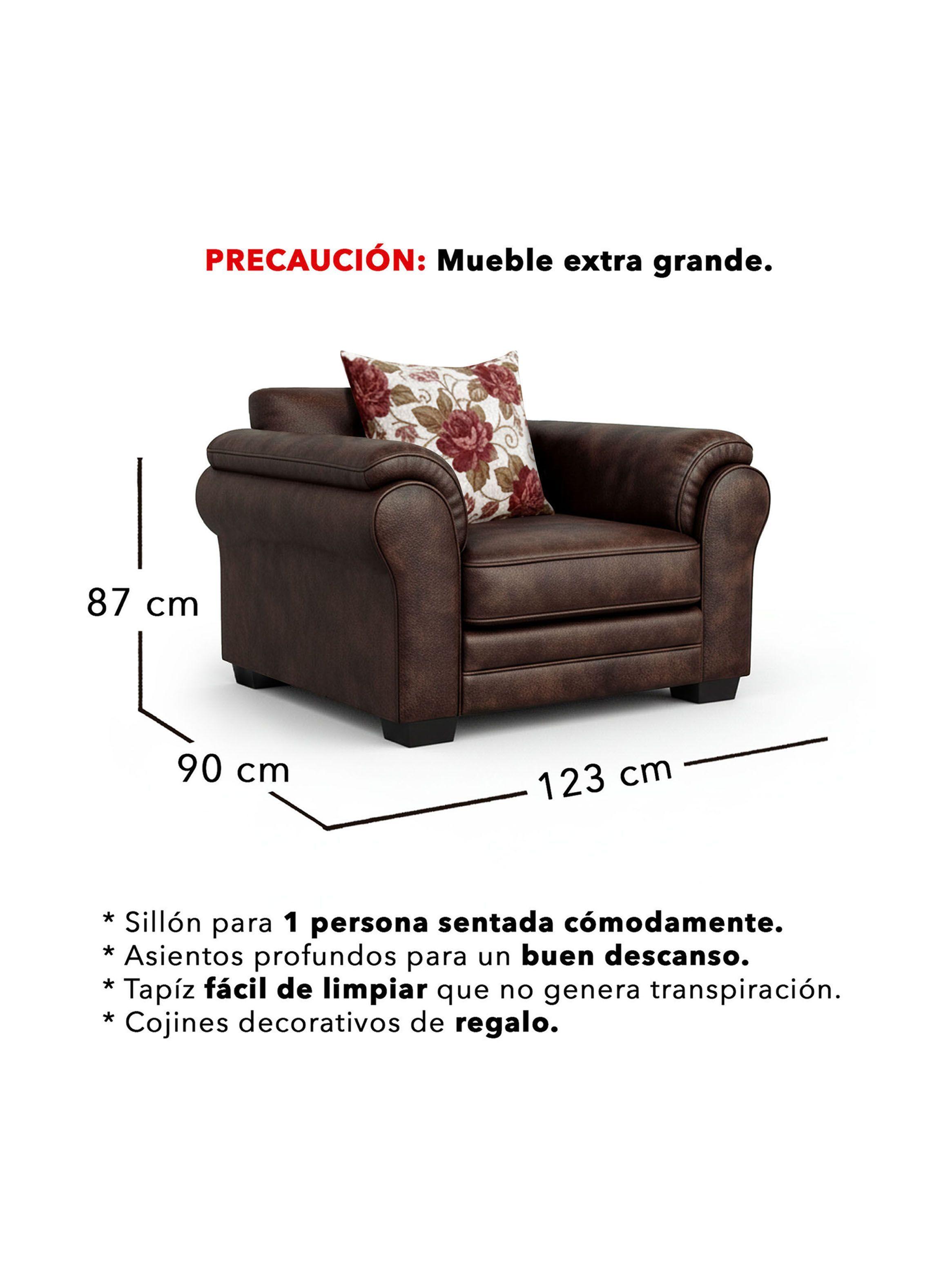 Living 9 Cuerpos 4+3+1+1 XL Con Resorte Estructural Grandón Envejecido-4