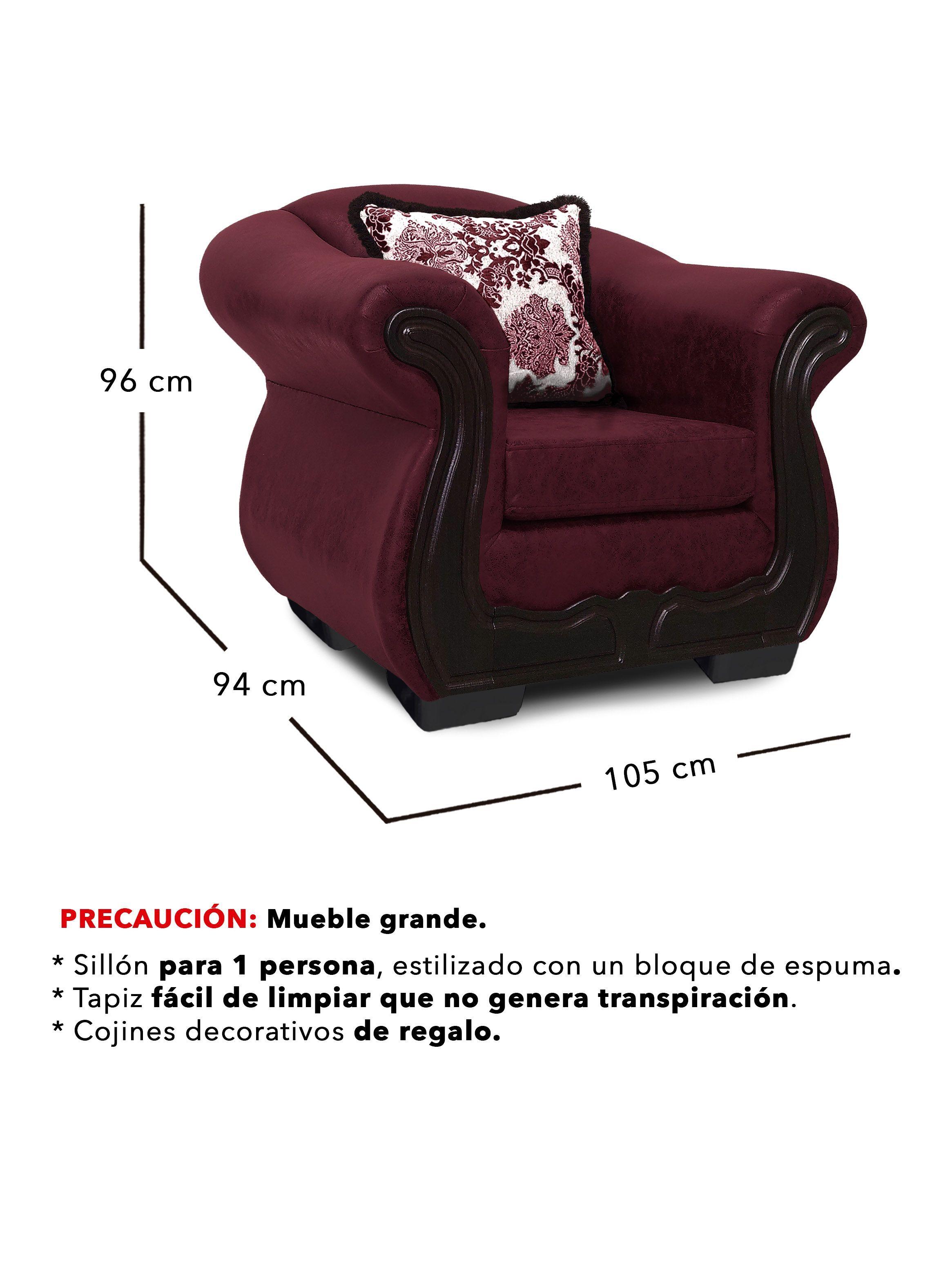 Living Con Resorte Estructural 6 Cuerpos 4+1+1 Grand Búfalo Envejecido Burdeo Versión PREMIUM-3